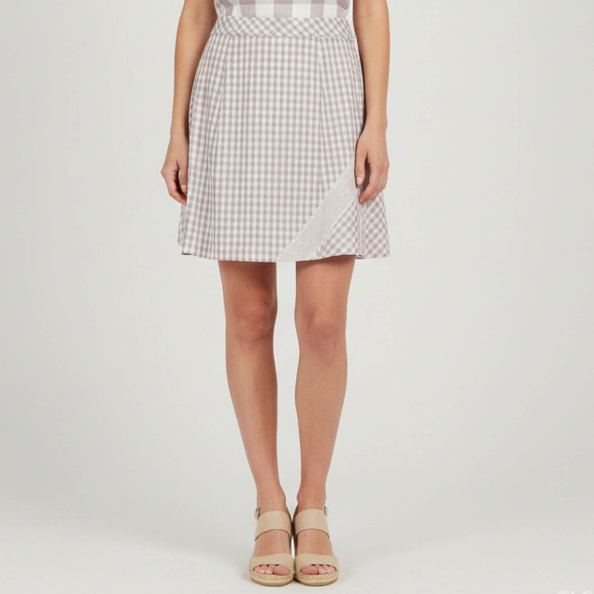 Louis Vuitton Pink/White Checkered Chiffon and Knit Midi Skirt L