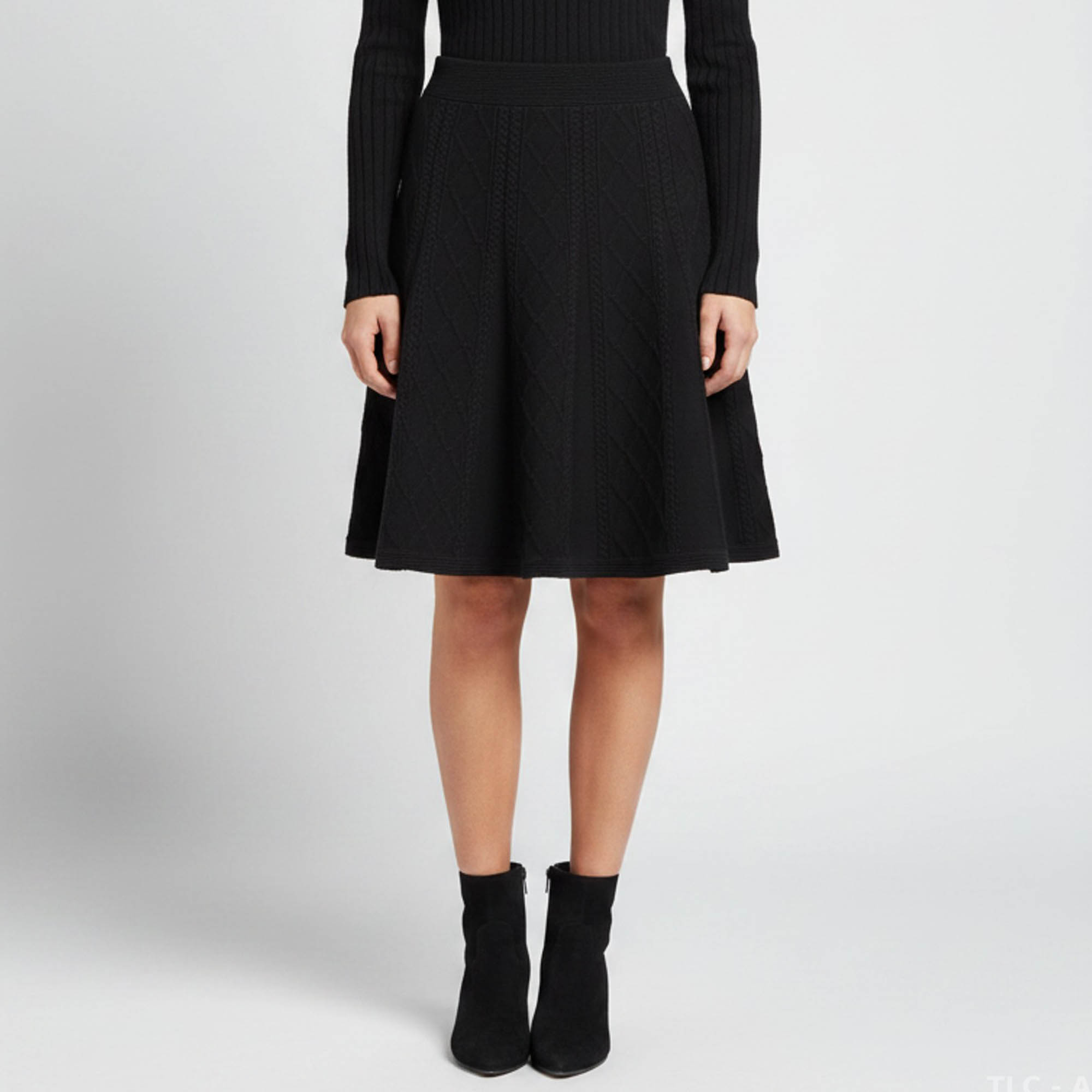 Sandro Black Rib Knit Flared Mini Skirt S