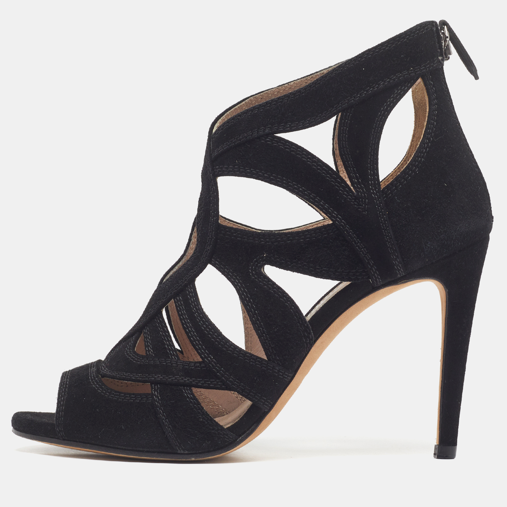 Miu Miu Size 36.5 Black Suede Caged Ankle Length Boots