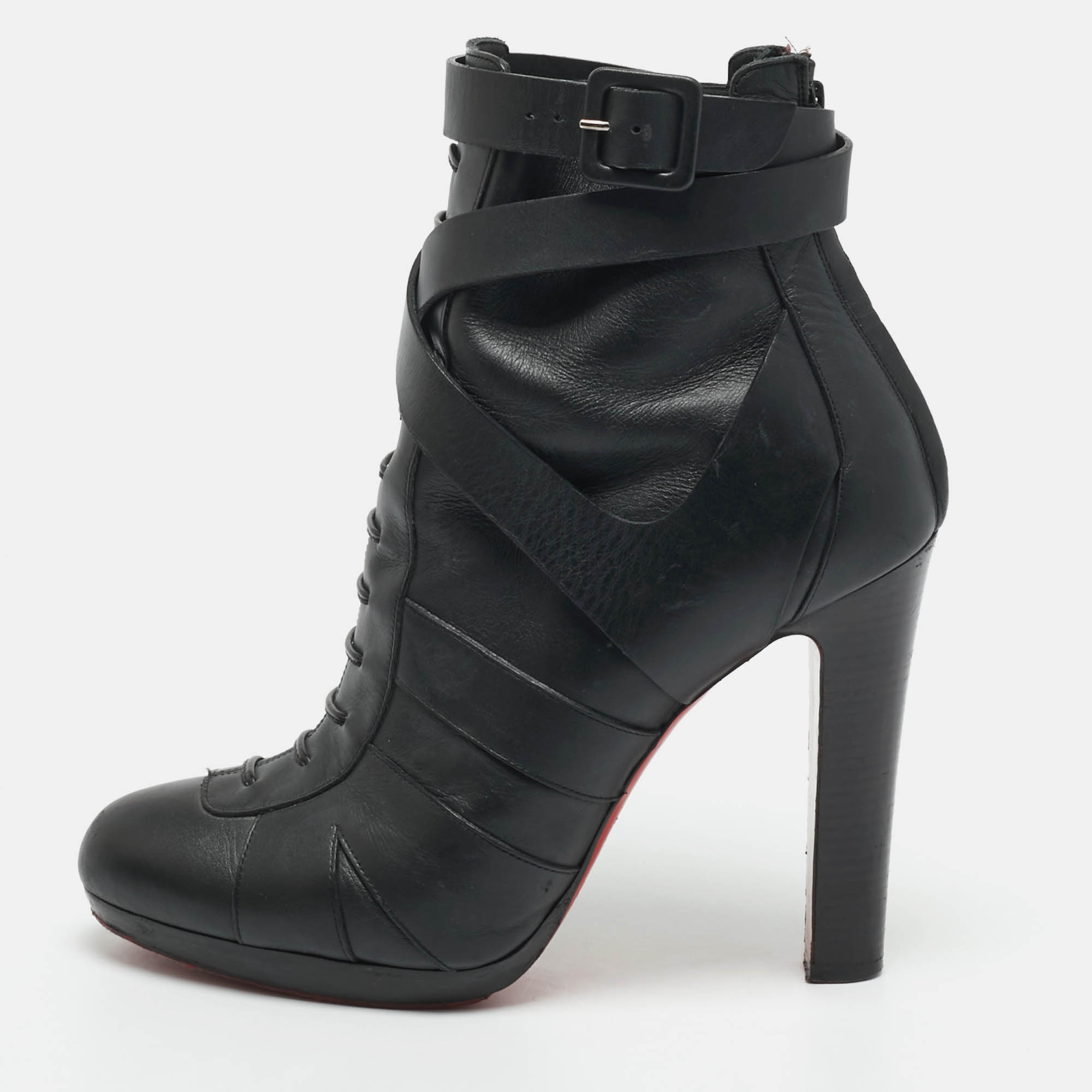 Christian Louboutin Lamu 120 Size 41 Black Suede Ankle Length Boots