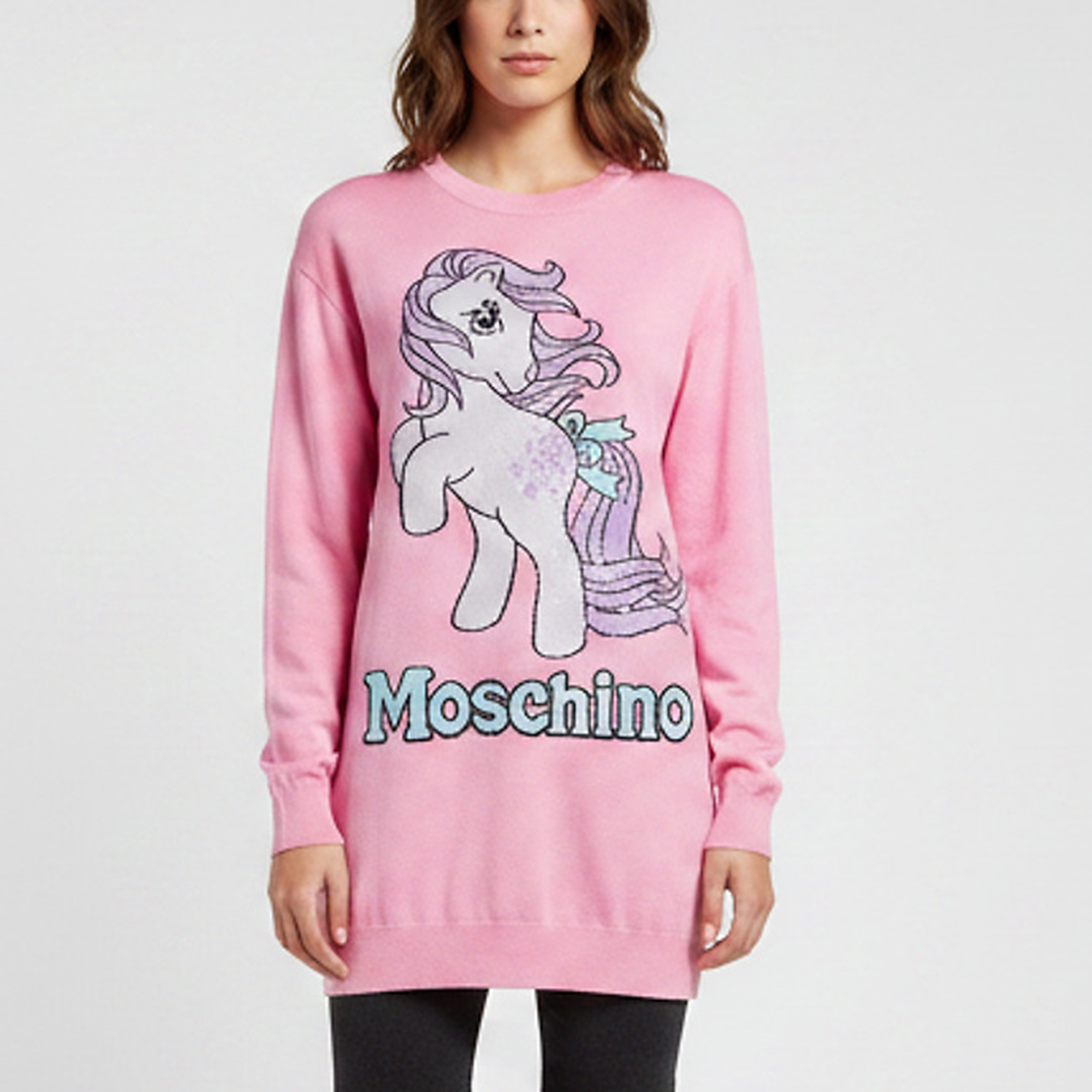 Moschino Couture X My Little Pony Pink Logo Intarsia Knit Sweater M