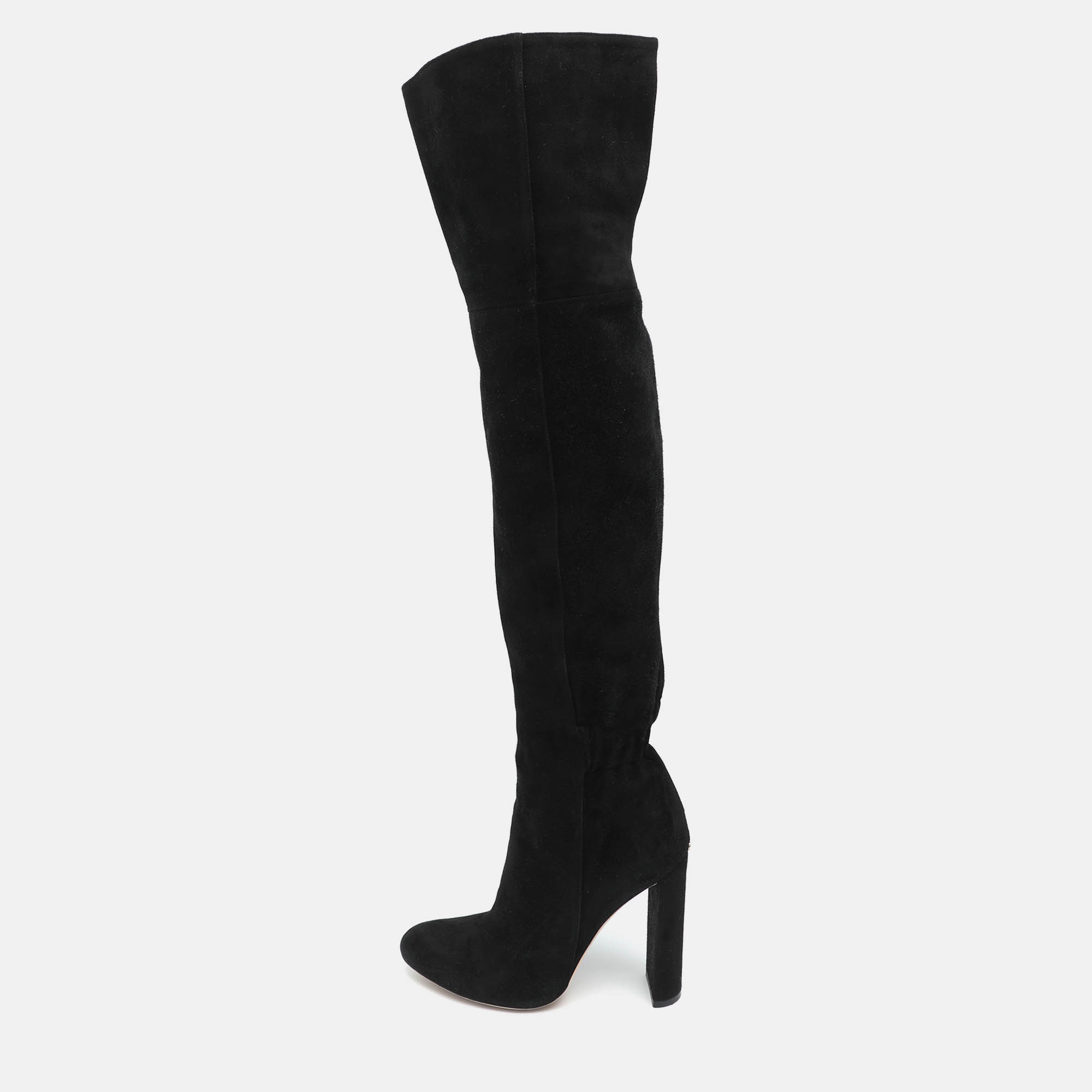 Dior Size 36.5 Black Suede Over The Knee Boots