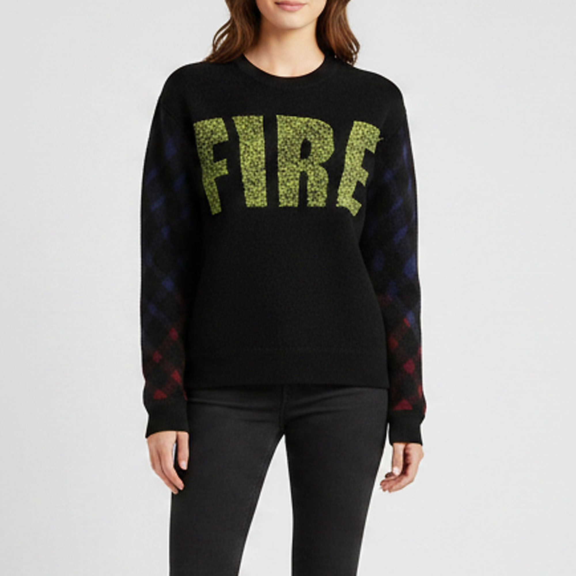 Kenzo Black Multicolor Fire Printed Wool Blend Zip Sweater S