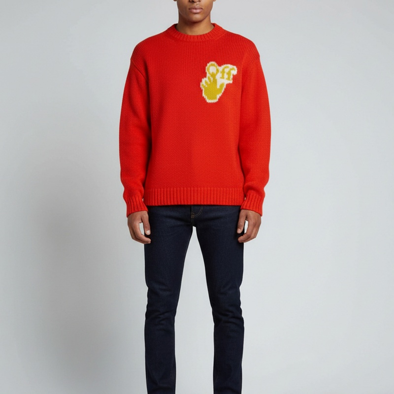 Off-White Orange Hands Off Intarsia Knit Jumper L
