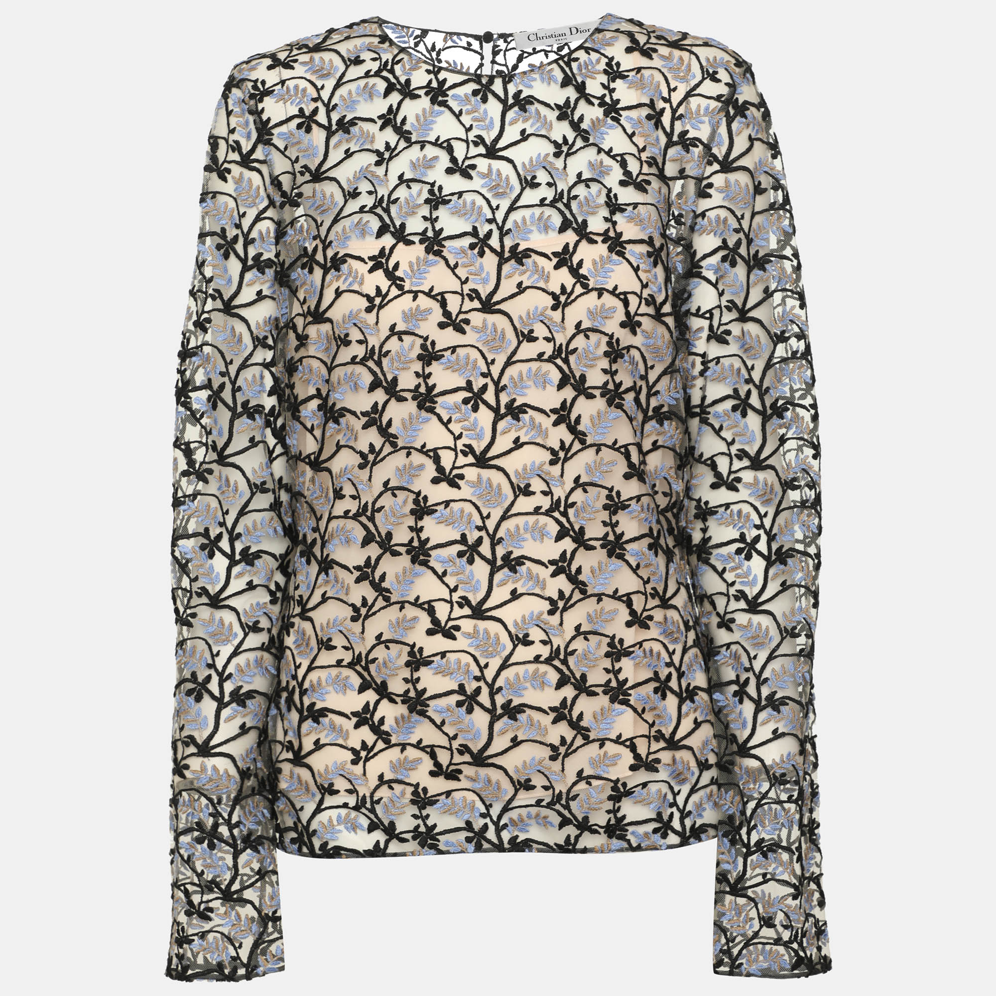 Dior Multicolor Lace Embroidered Blouse M