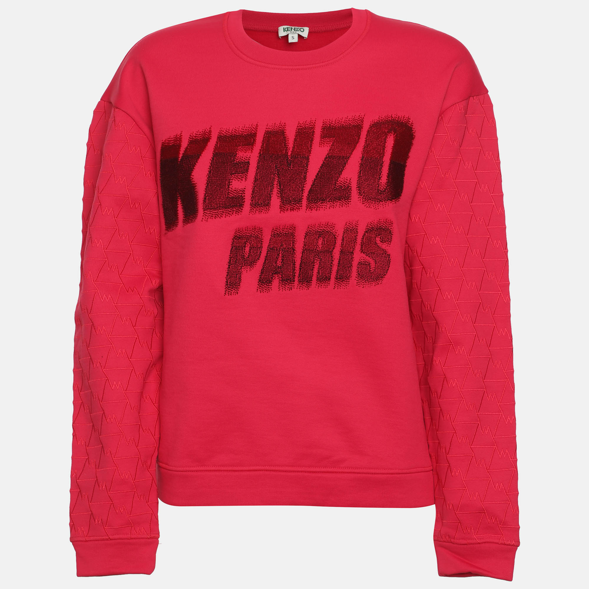 Kenzo Pink Logo Embroidered Jersey Sweater S