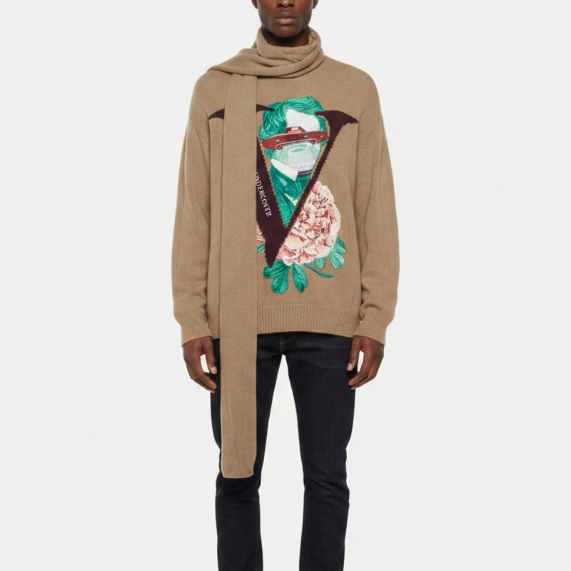 Valentino X Undercover Beige Wool and Cashmere Blend Knit Sweater M