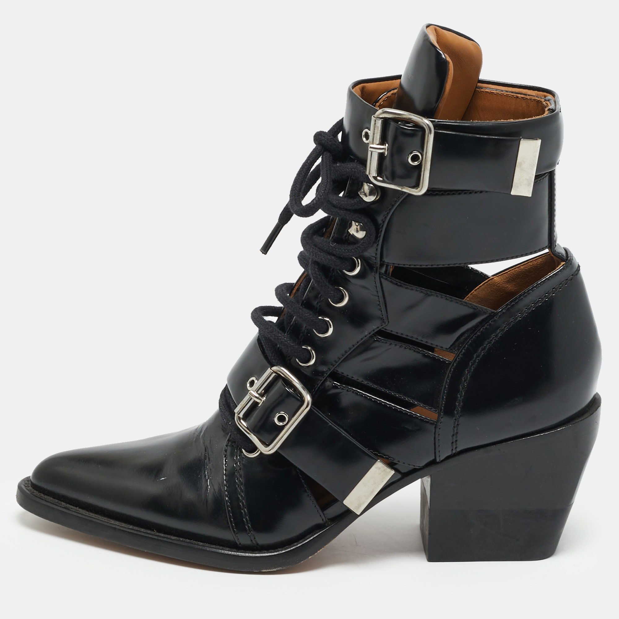 Chloe Rylee Size 37 Black Leather Ankle Length Boots