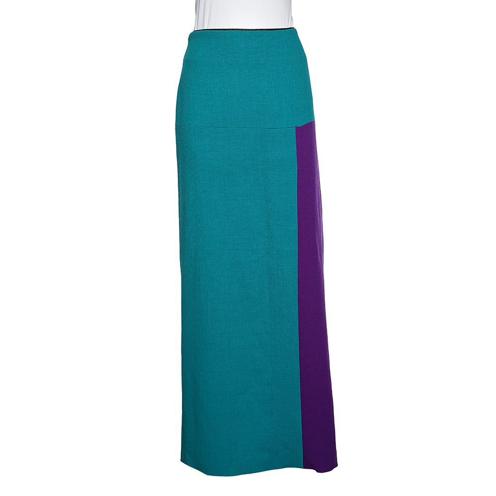 Roksanda Ilincic Colorblock Wool Crepe Maxi Skirt L