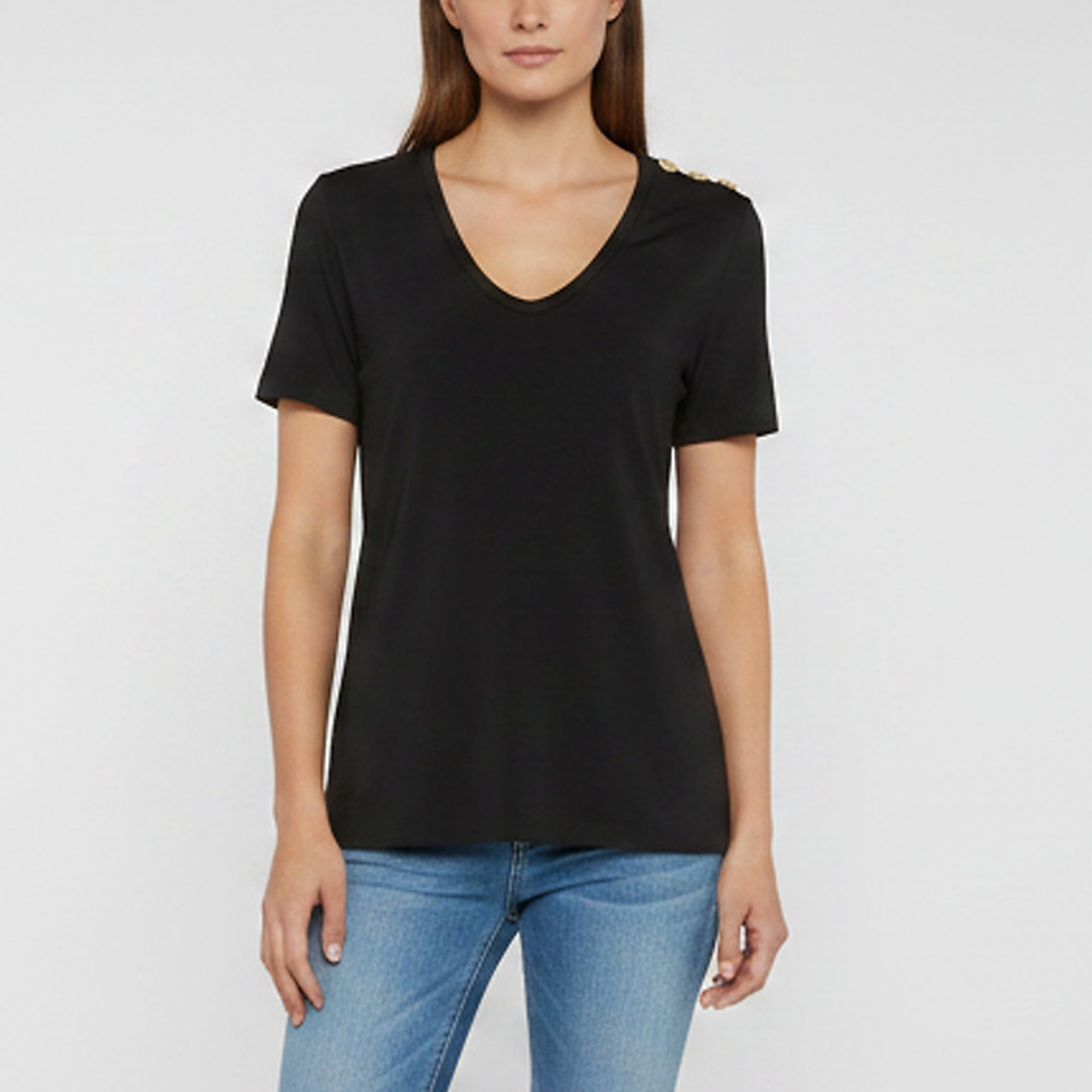 Balmain Black Jersey Short Sleeve Blouse M