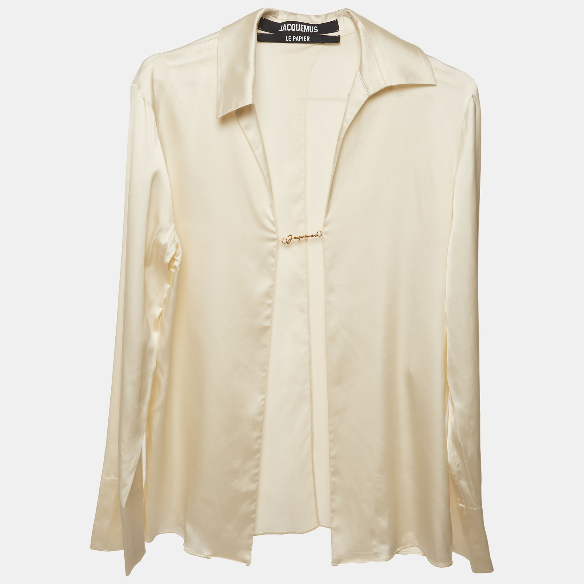 Jacquemus Cream Satin La Chemise Notte Blouse XS