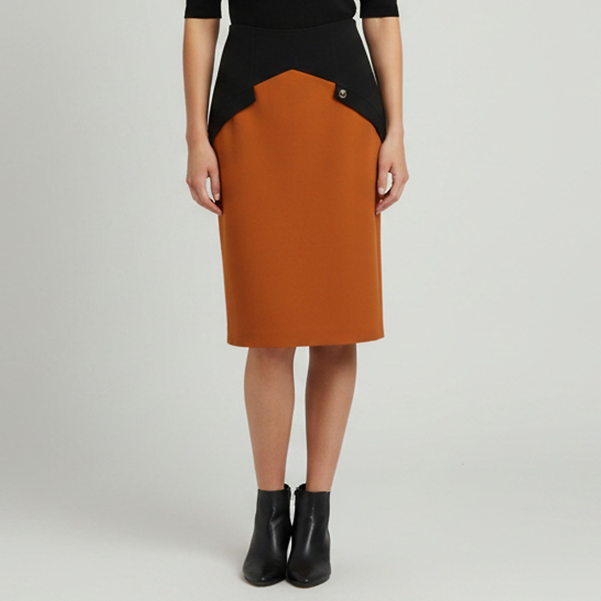 Class by Roberto Cavalli Orange/Black Jersey Midi Skirt M