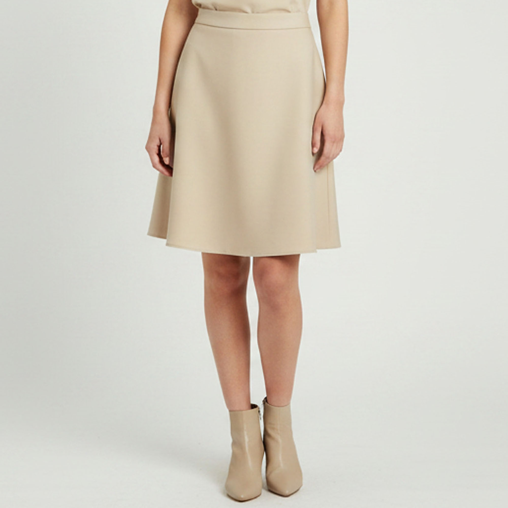 Valentino Beige Silk Flared Midi Skirt S