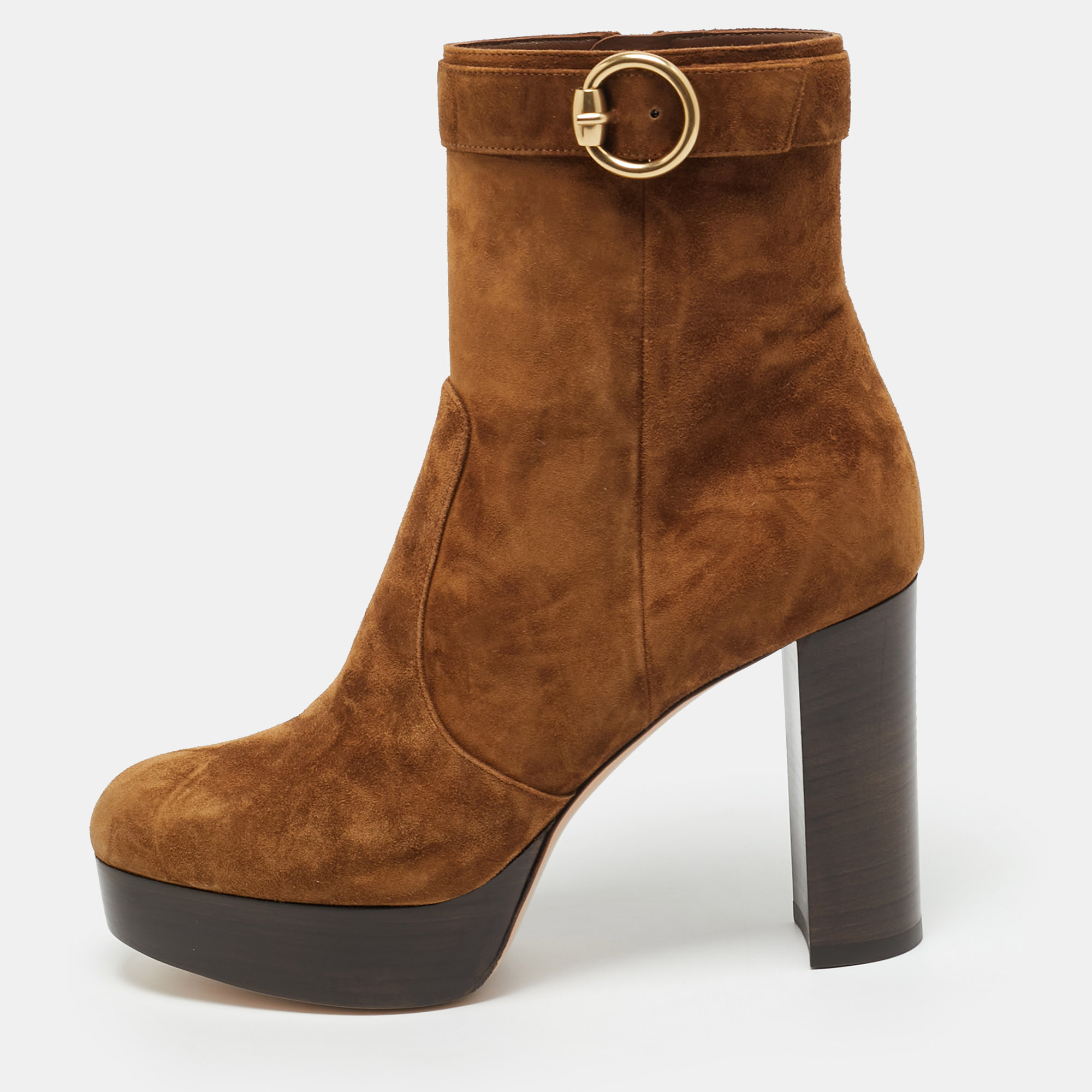 Gianvito Rossi Camoscio Size 40 Brown Suede Ankle Length Boots