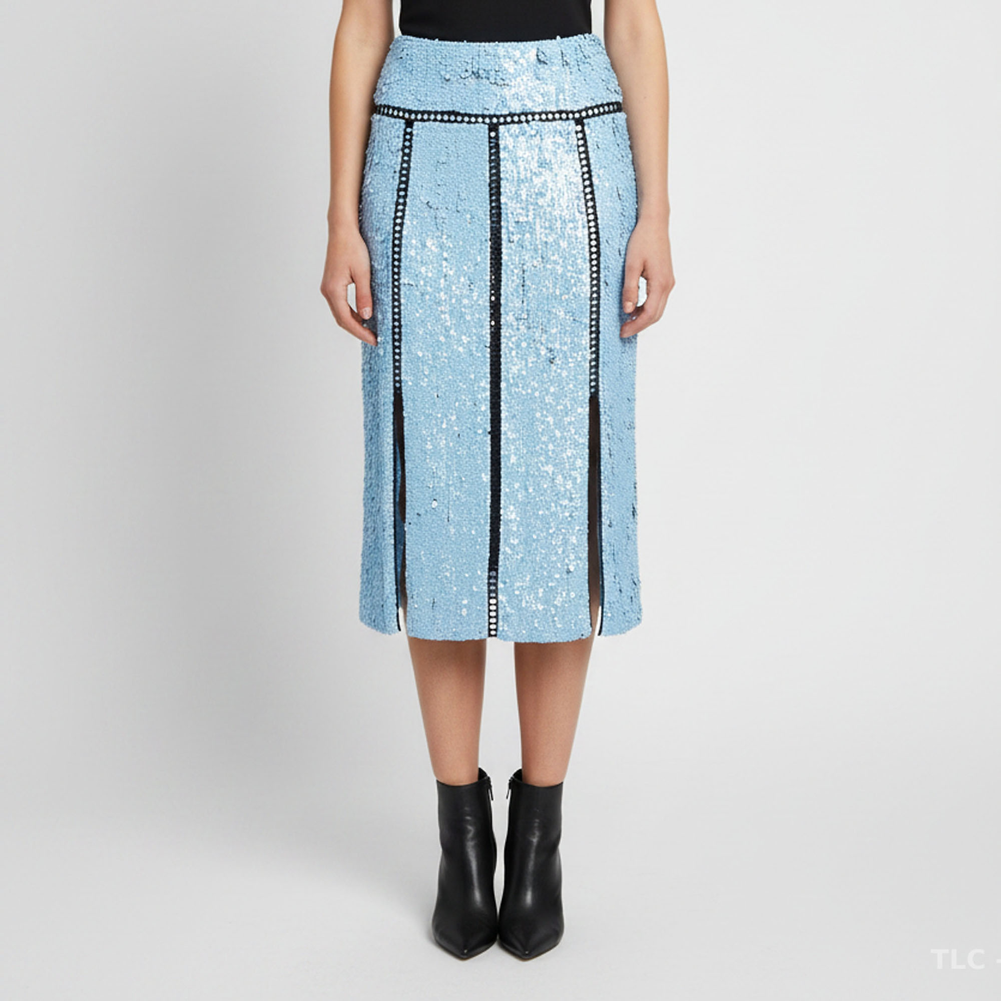 Emilio Pucci Blue Mesh Embellished Midi Skirt S