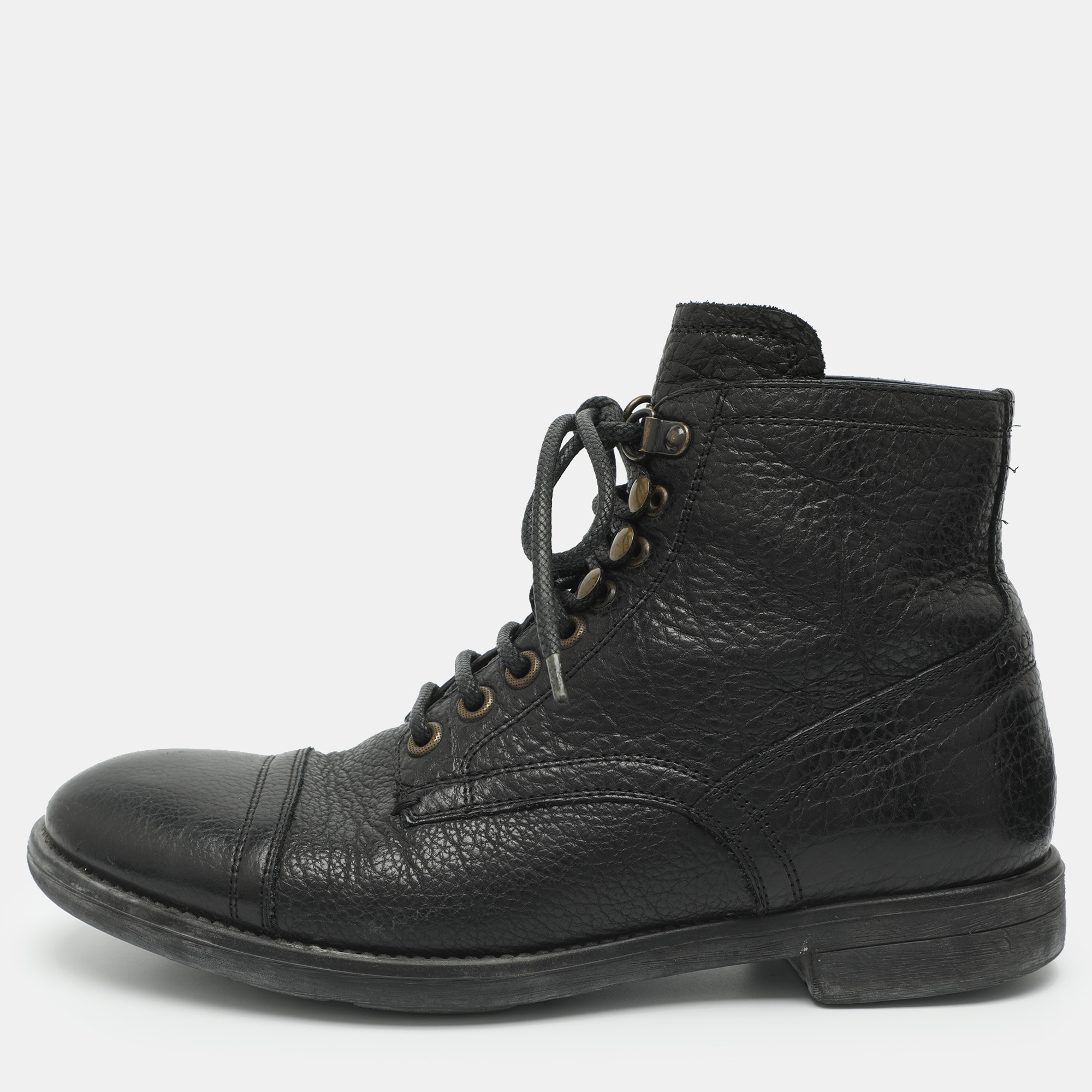 Dolce & Gabbana Size 40 Black Leather Combat Boots