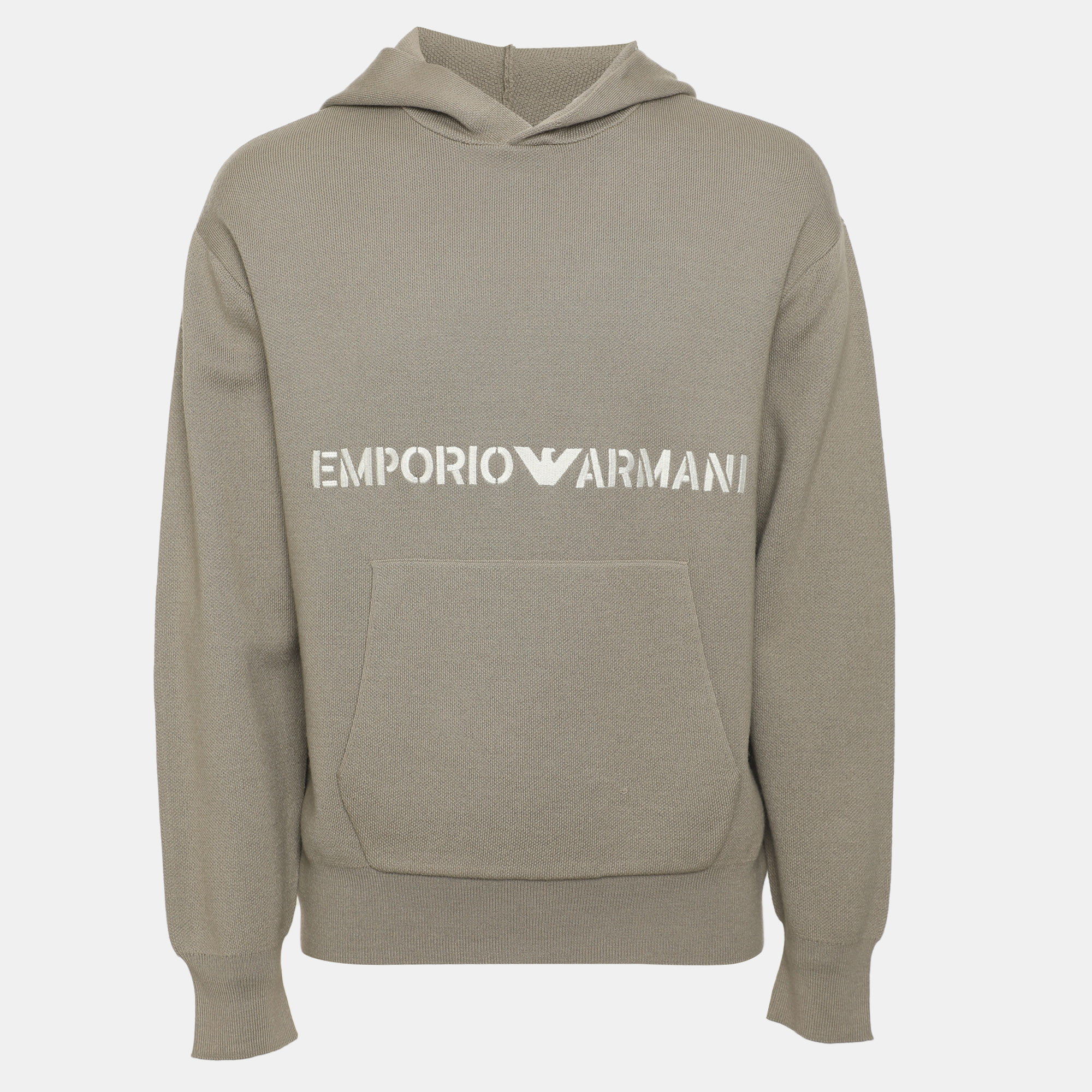 Emporio Armani Grey Logo Embroidered Hoodie S