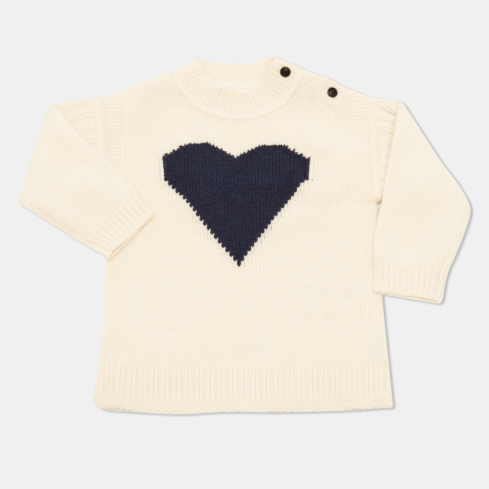 Burberry Children Cream Heart Intarsia Knit Long Sleeve Sweater 18M Burberry Kids