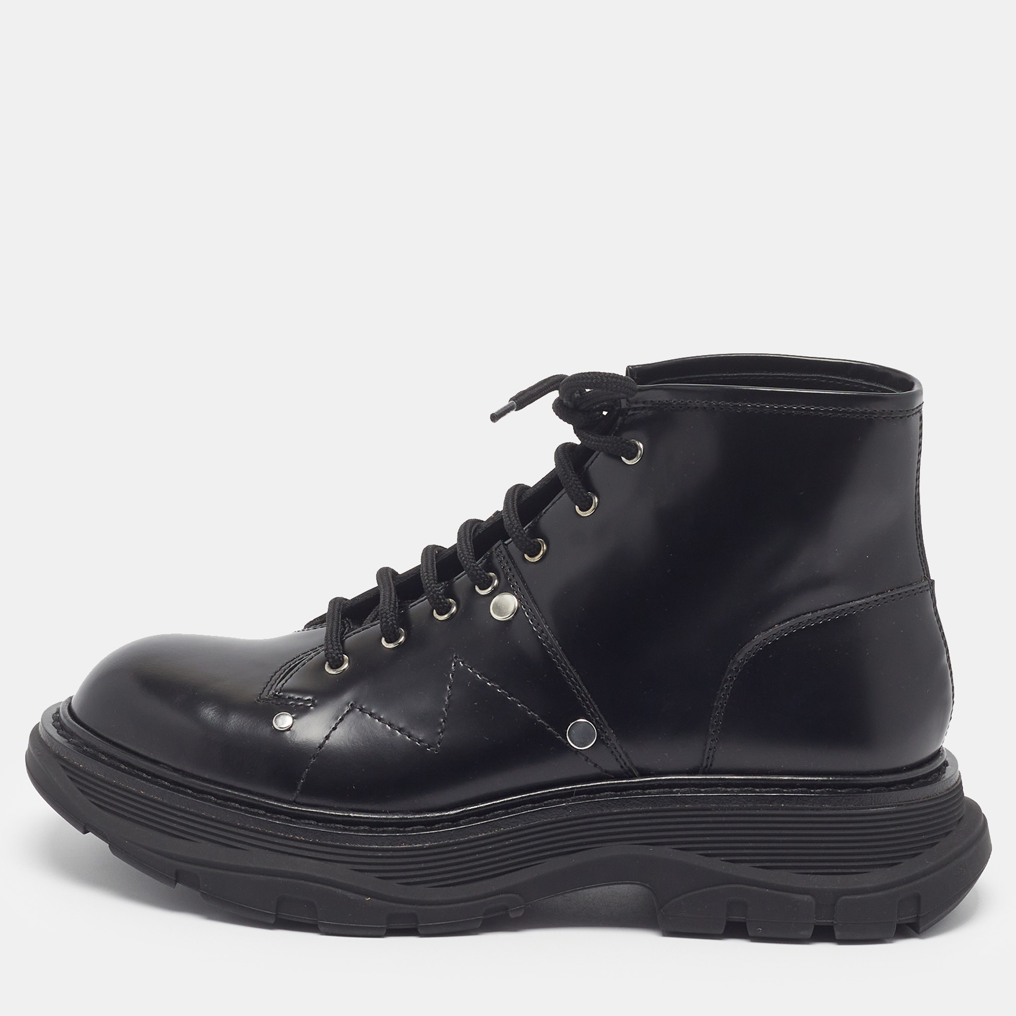 Alexander McQueen Tread Size 40 Black Leather Combat Boots