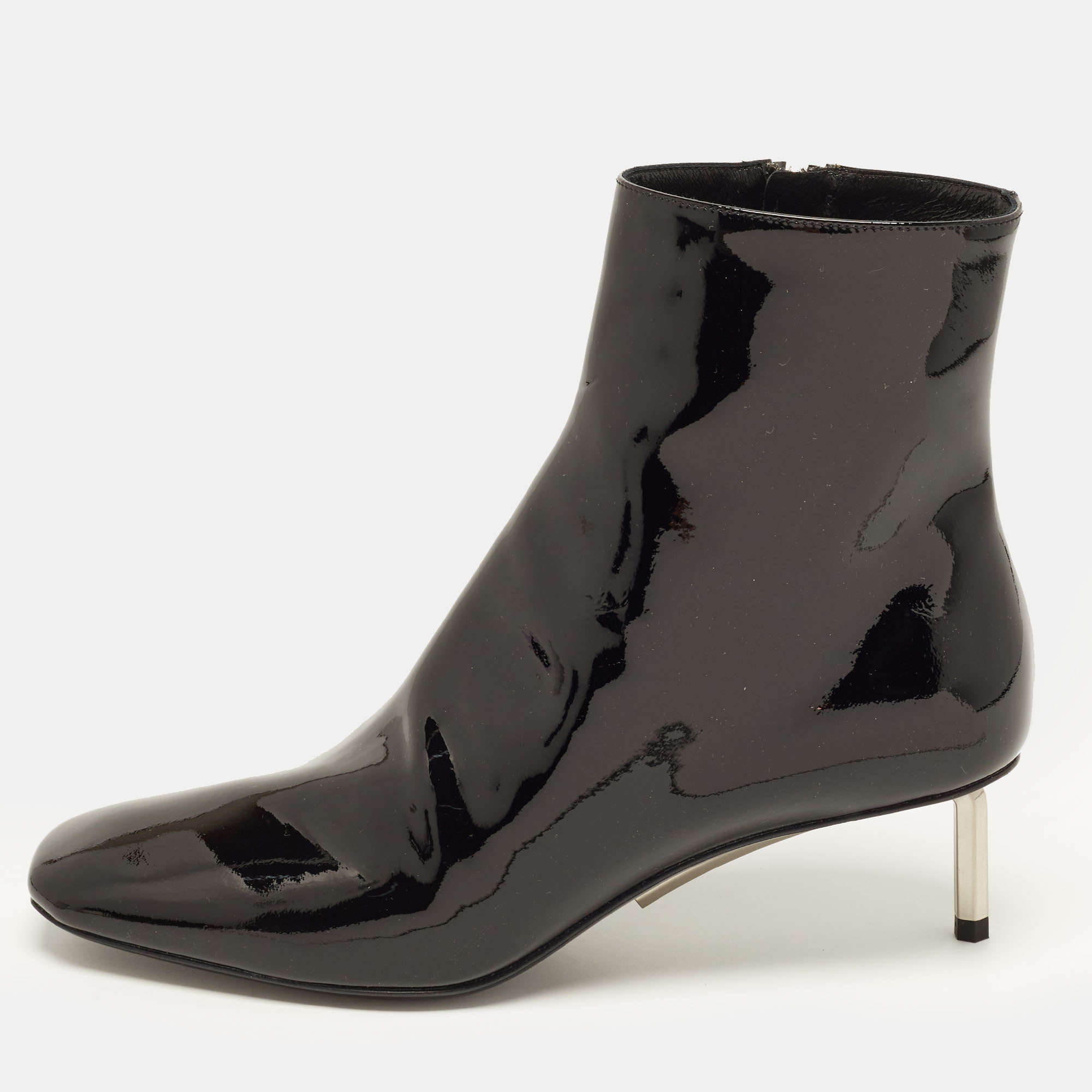 Off-White Allen Size 37 Black Patent Leather Ankle Boots
