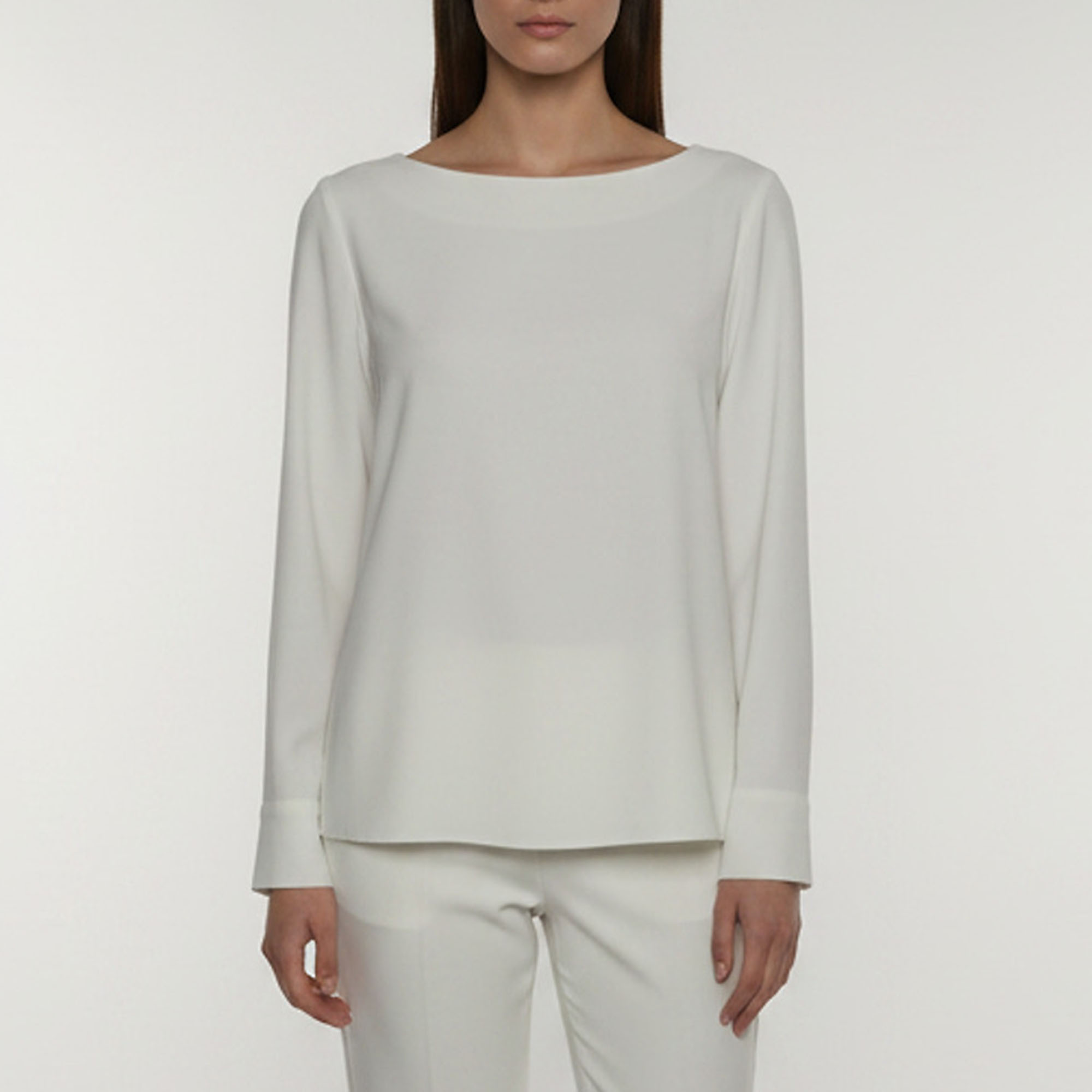 Sonia by Sonia Rykiel White Crepe Crew Neck Blouse S