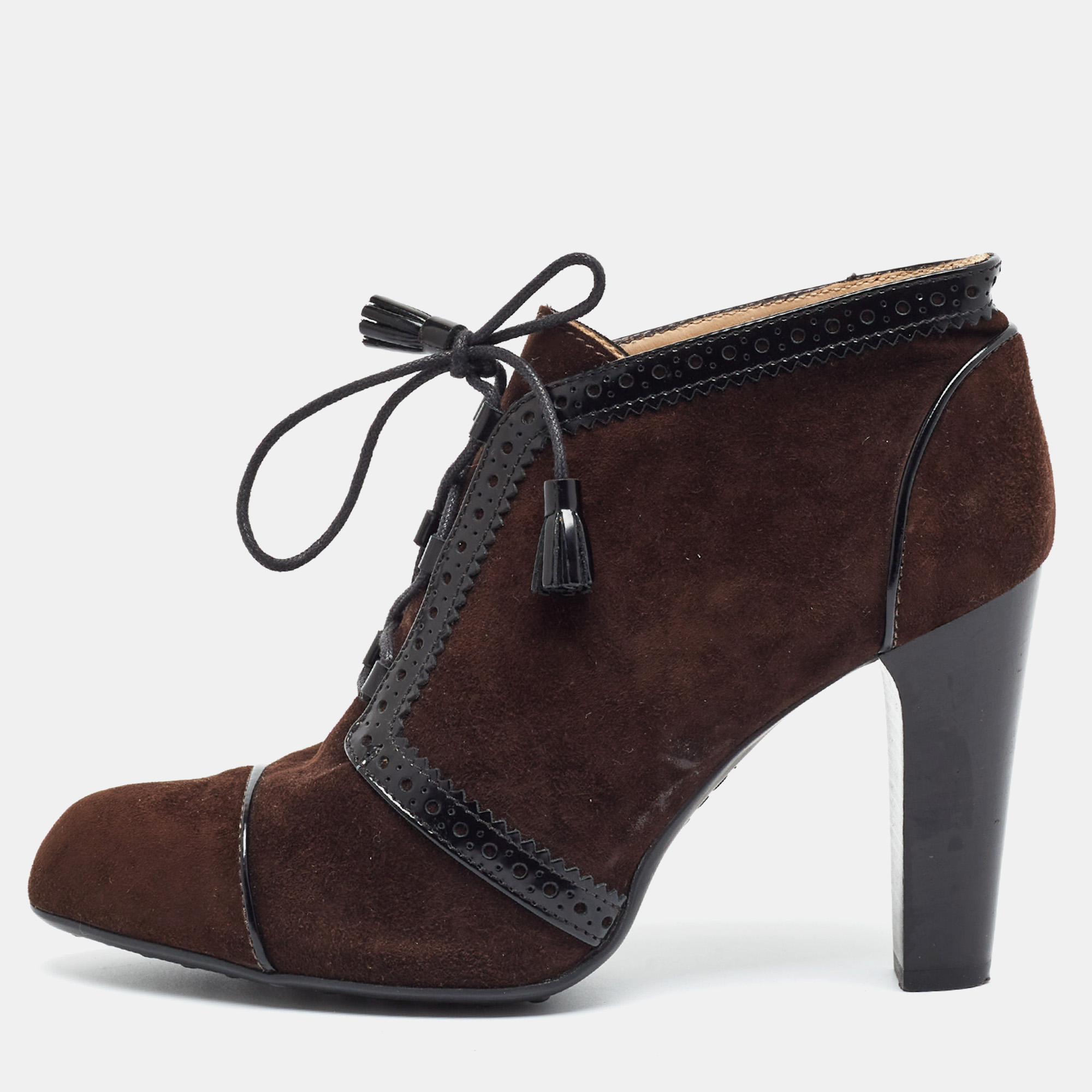 Tod's Size 39 Brown Leather and Suede Ankle Length Boots