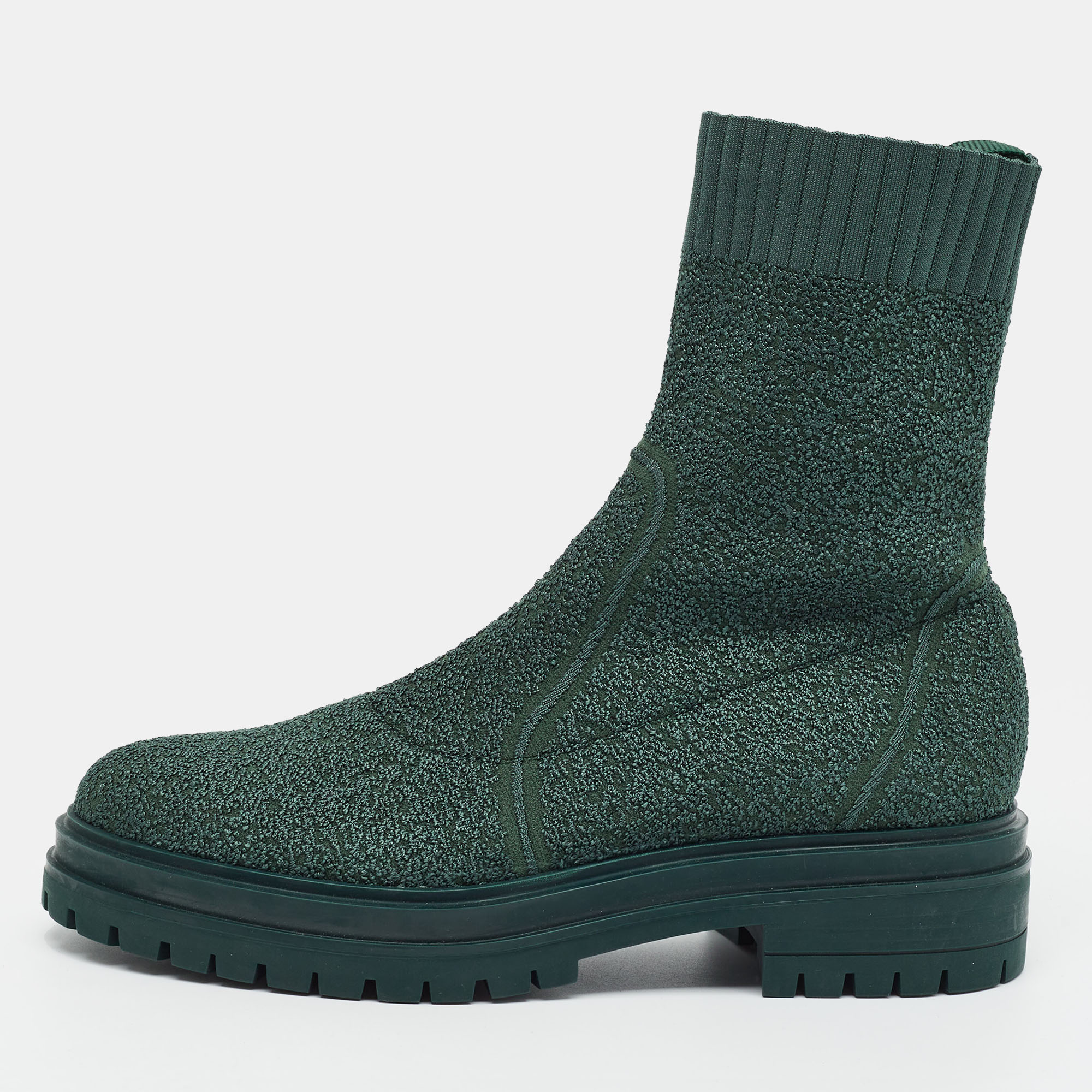 Gianvito Rossi Torrance Size 39 Green Boucle Fabric Ankle Boots