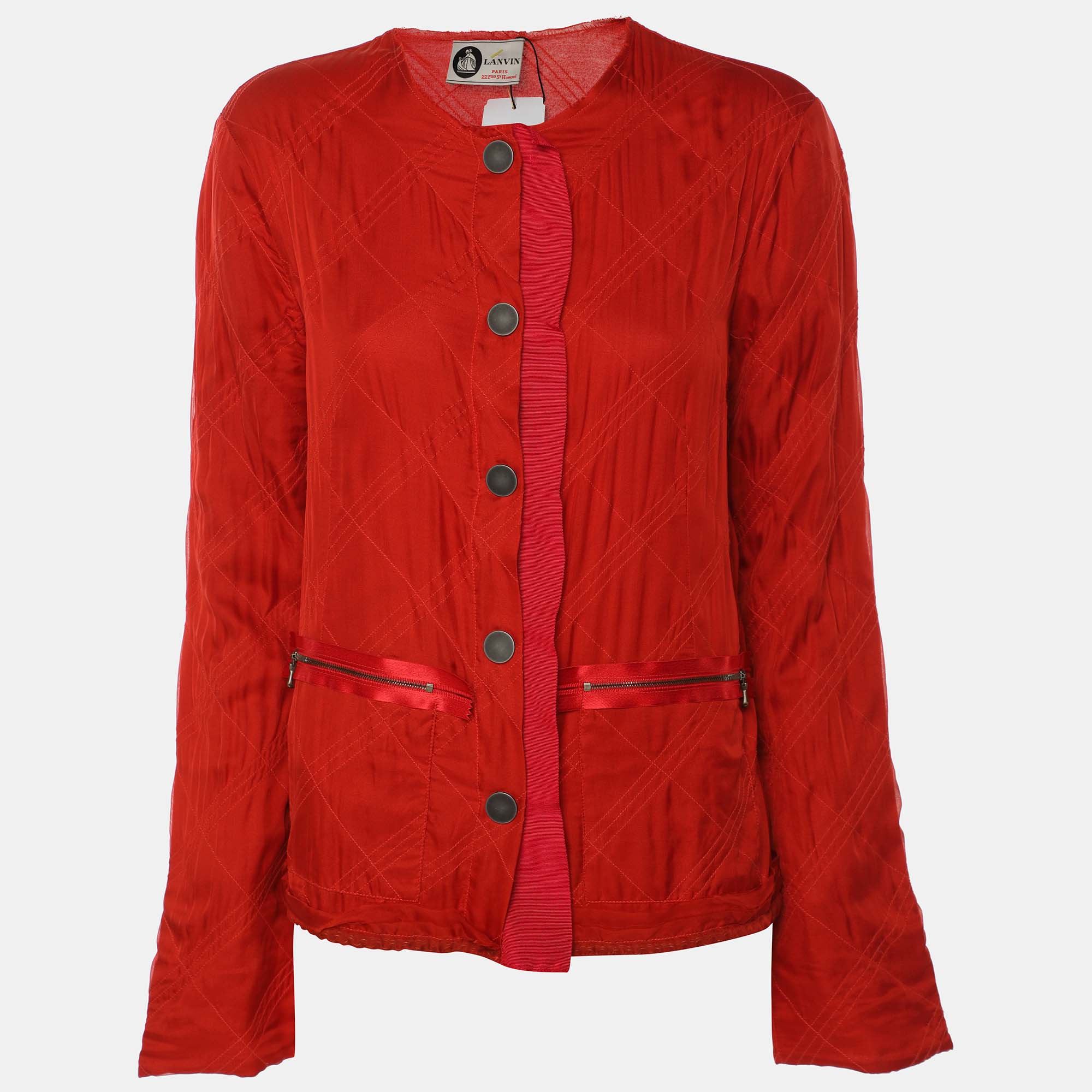 Lanvin Red Viscose Button Front Cardigan S