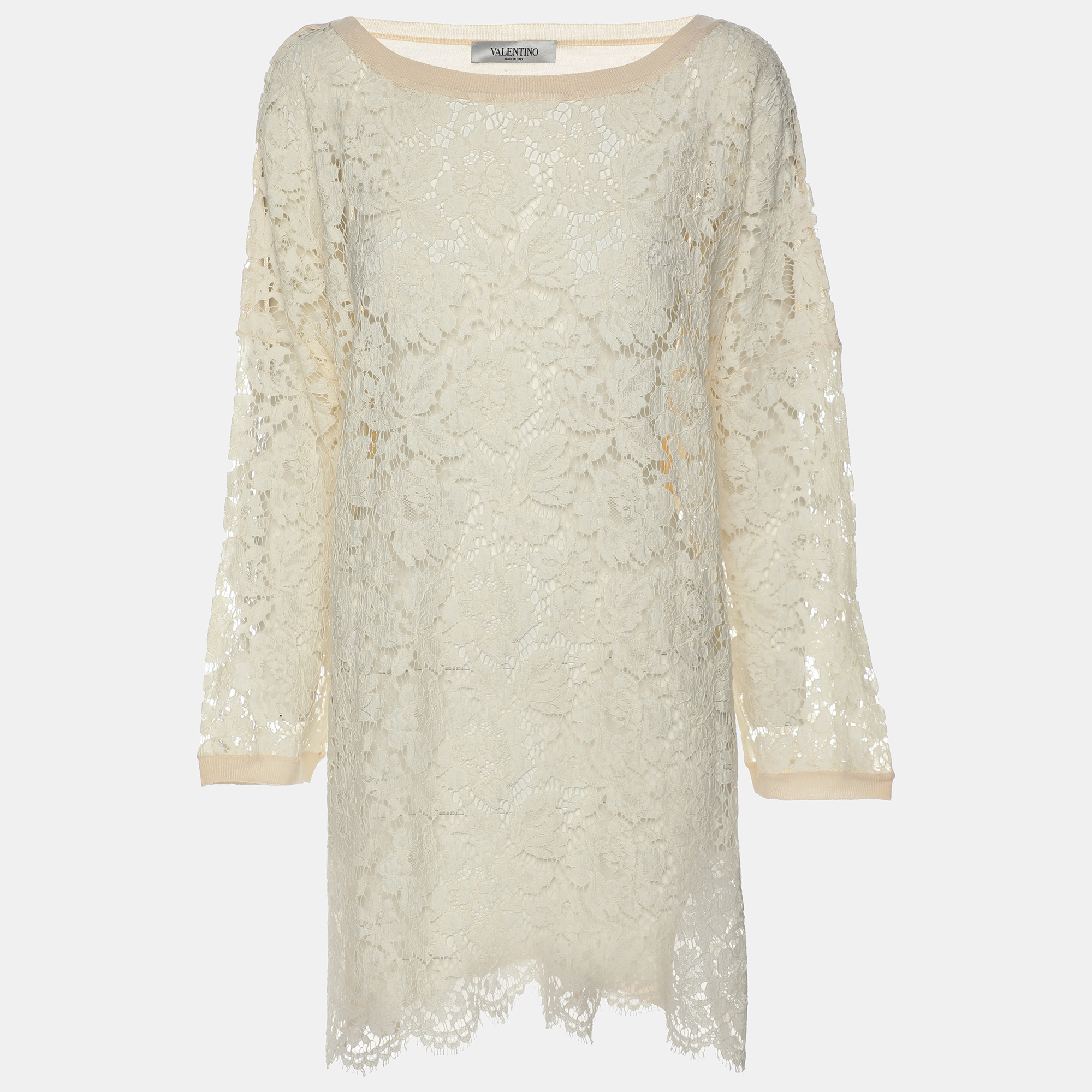Valentino Cream Lace Knit Fabric Sweater L