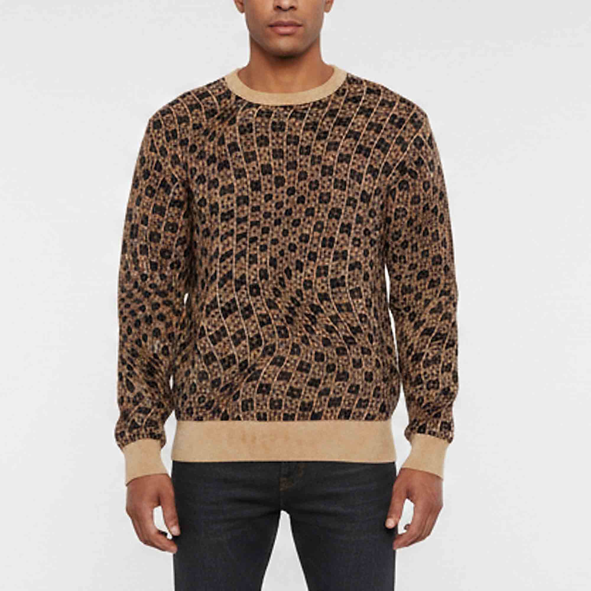 Amiri Brown/Black Monogram Intarsia Knit Crewneck Jumper L