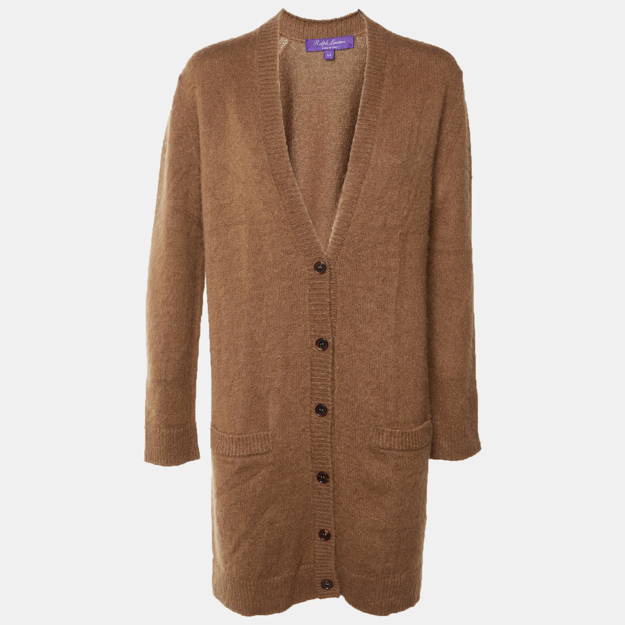 Ralph Lauren Purple Label Brown Cashmere & Alpaca Long Cardigan S