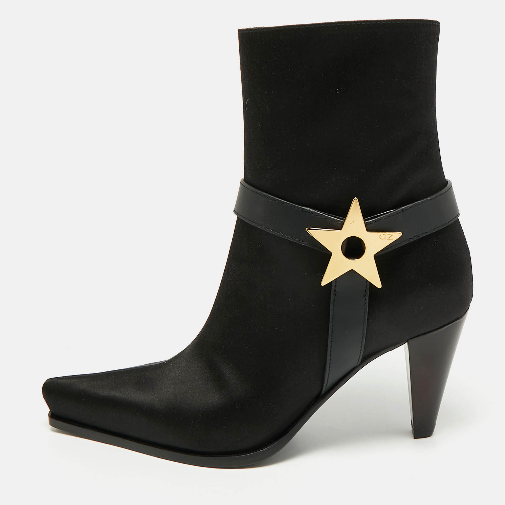 Giuseppe Zanotti Size 35 Black Satin North Star Ankle Length Boots
