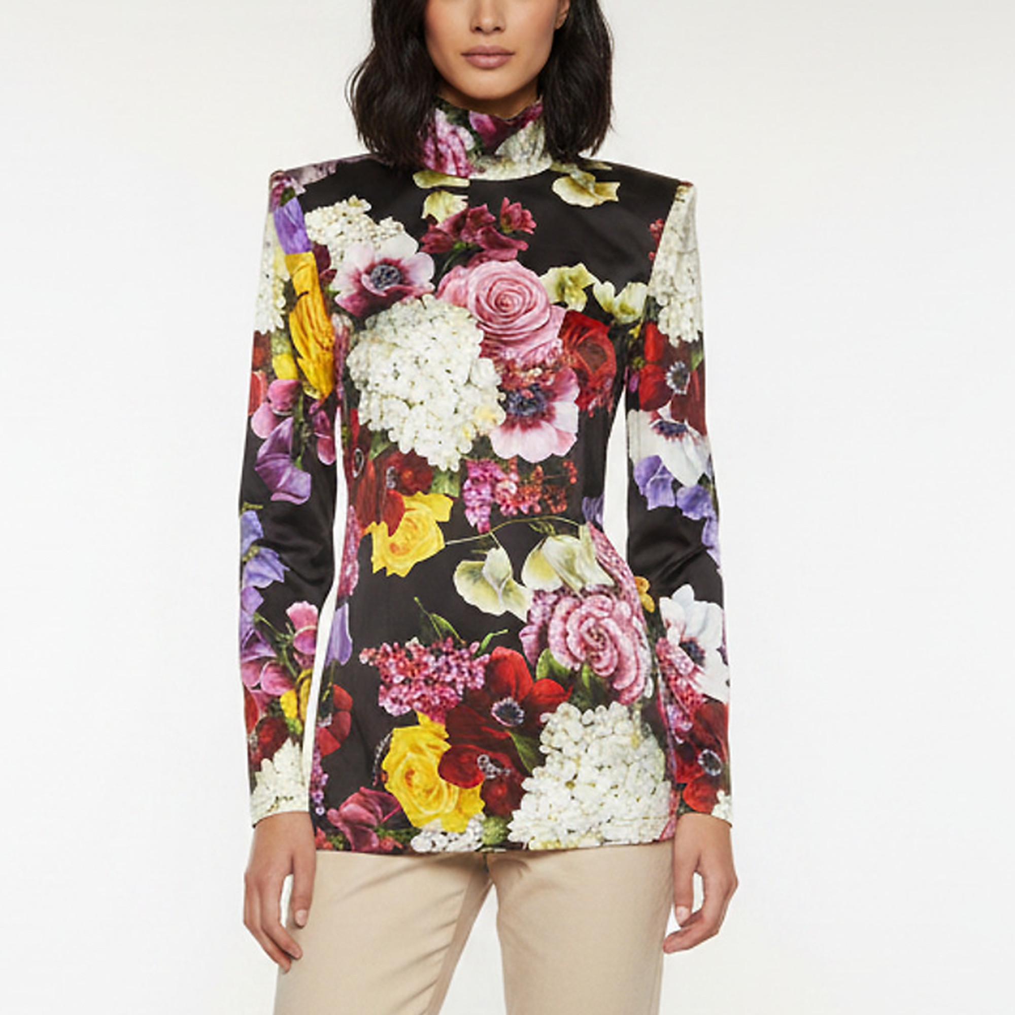 Dolce & Gabbana Multicolor Floral Print Satin Blouse M