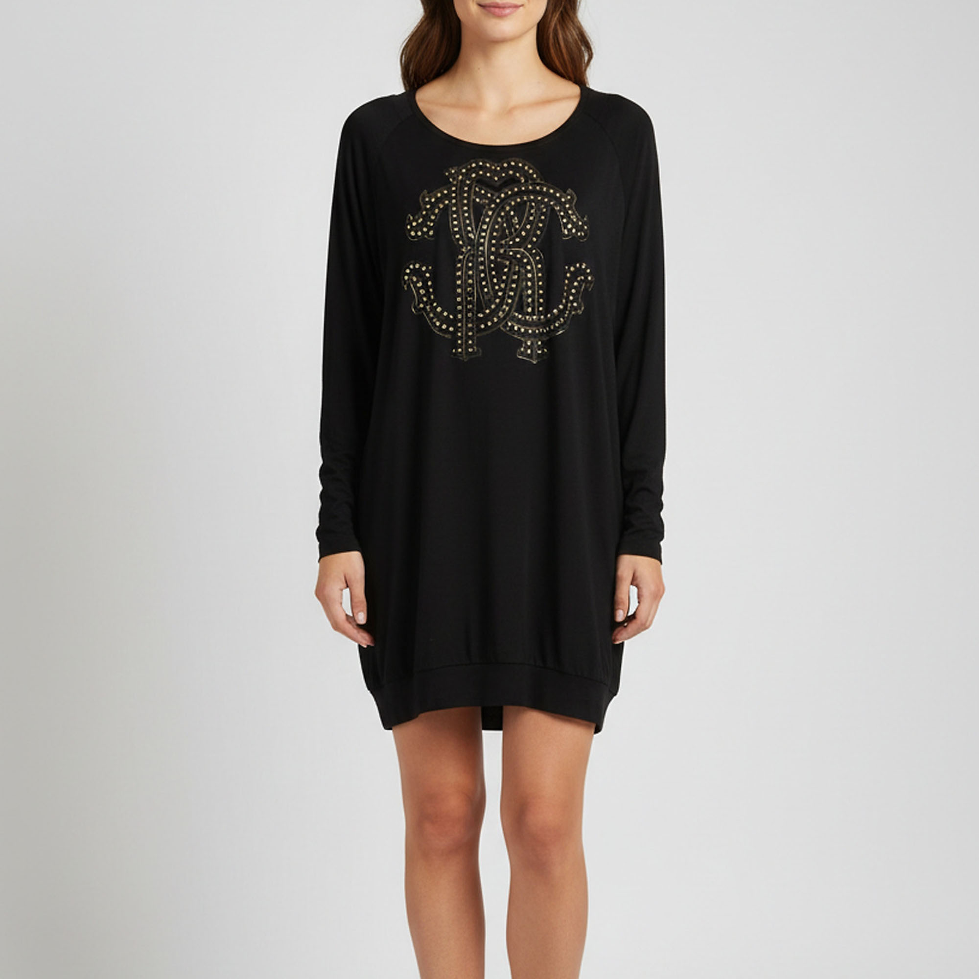 Roberto Cavalli Beachwear Black Jersey Long Sleeve Open Back Top M