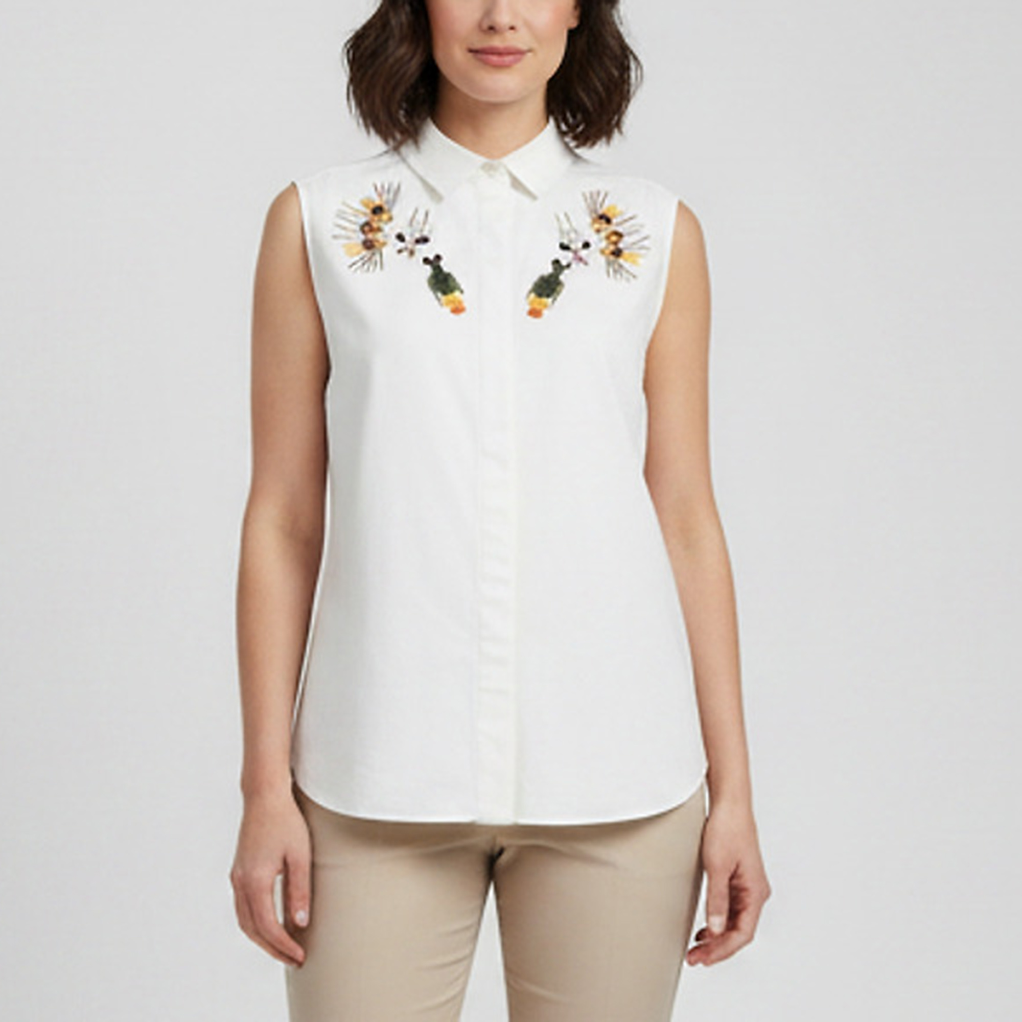 Stella McCartney White Textured Cotton Embellished Shirt S