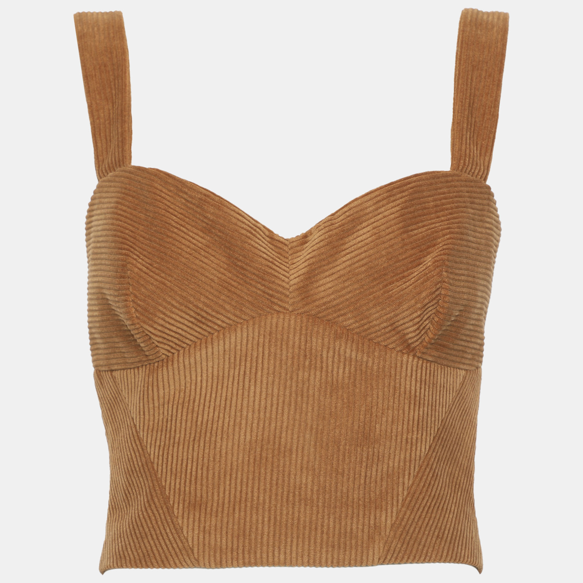 Just Cavalli Brown Corduroy Crop Top S