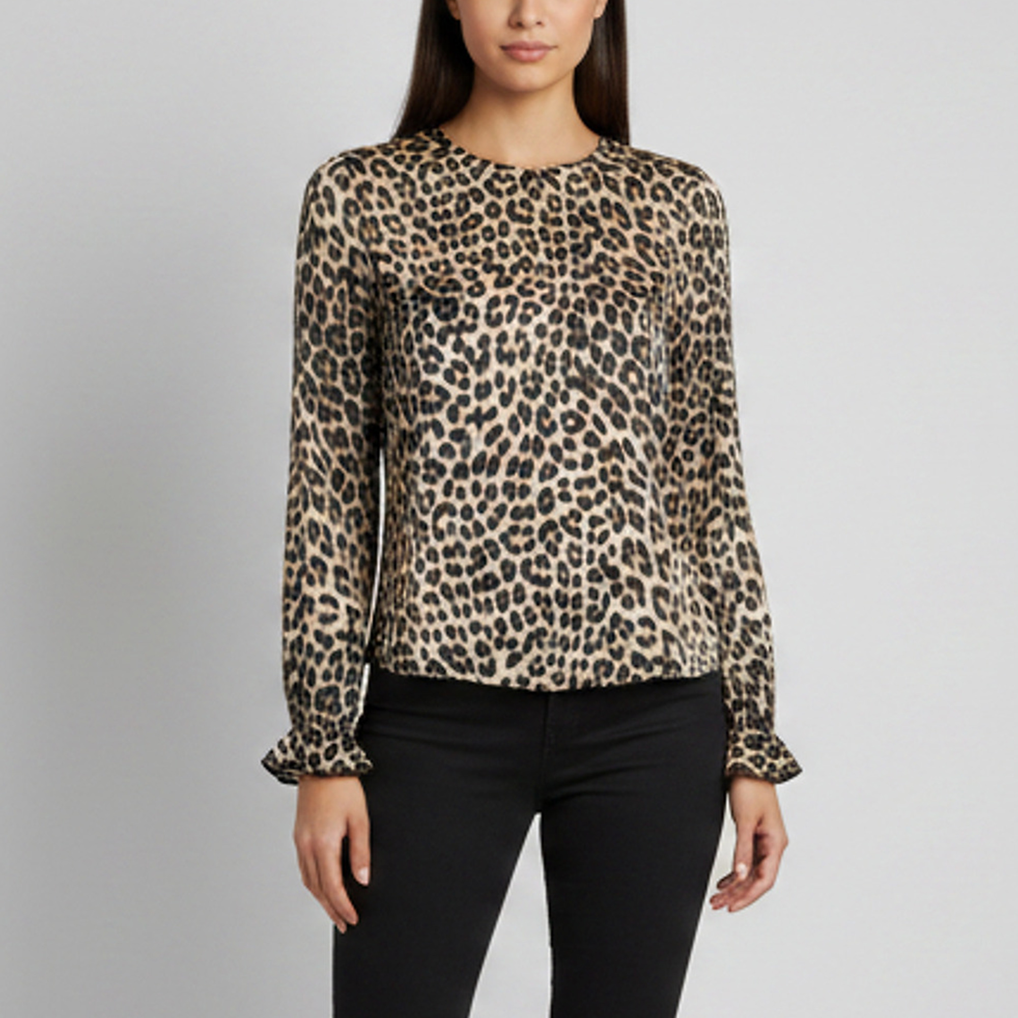 Class by Roberto Cavalli Brown Leopard Print Long Sleeve Top XS