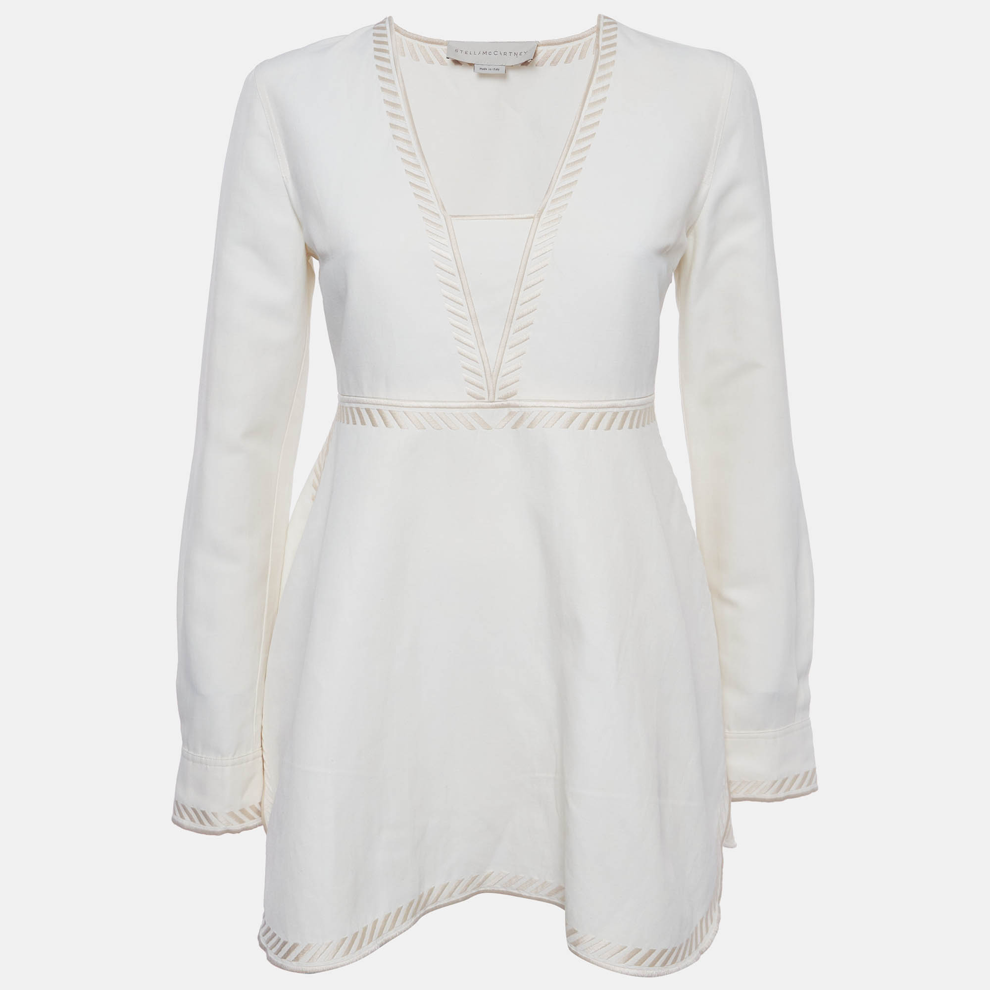 Stella McCartney Cream Embroidered Cotton Blend Tunic S