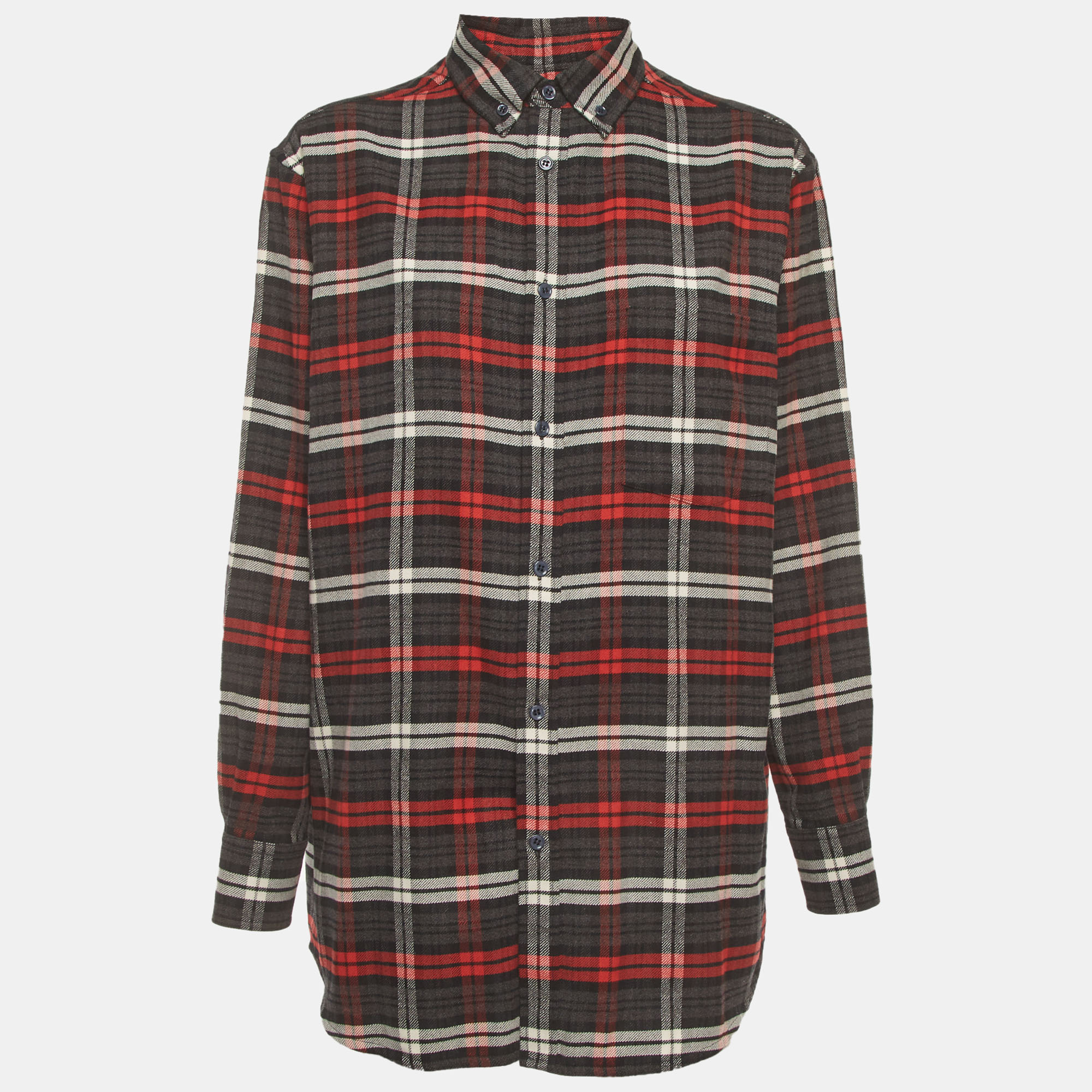 Balenciaga Multicolor Plaid Cotton Oversized Flannel Shirt S