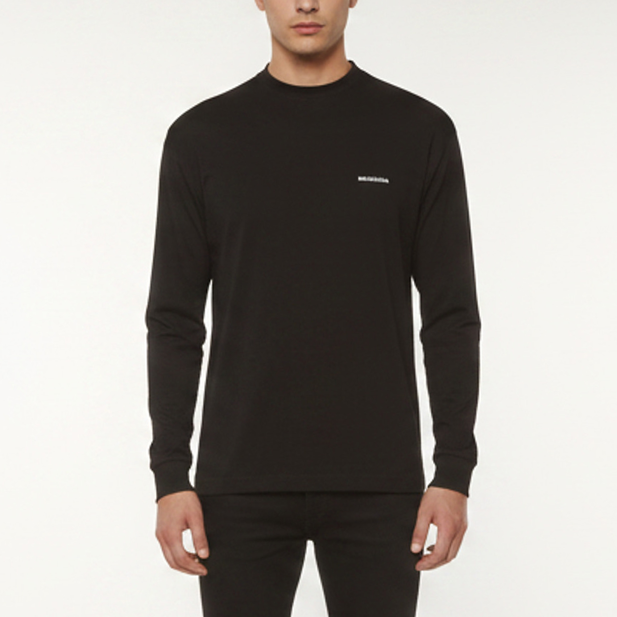 Balenciaga Black Logo Graphic Jersey Long Sleeve Shirt M