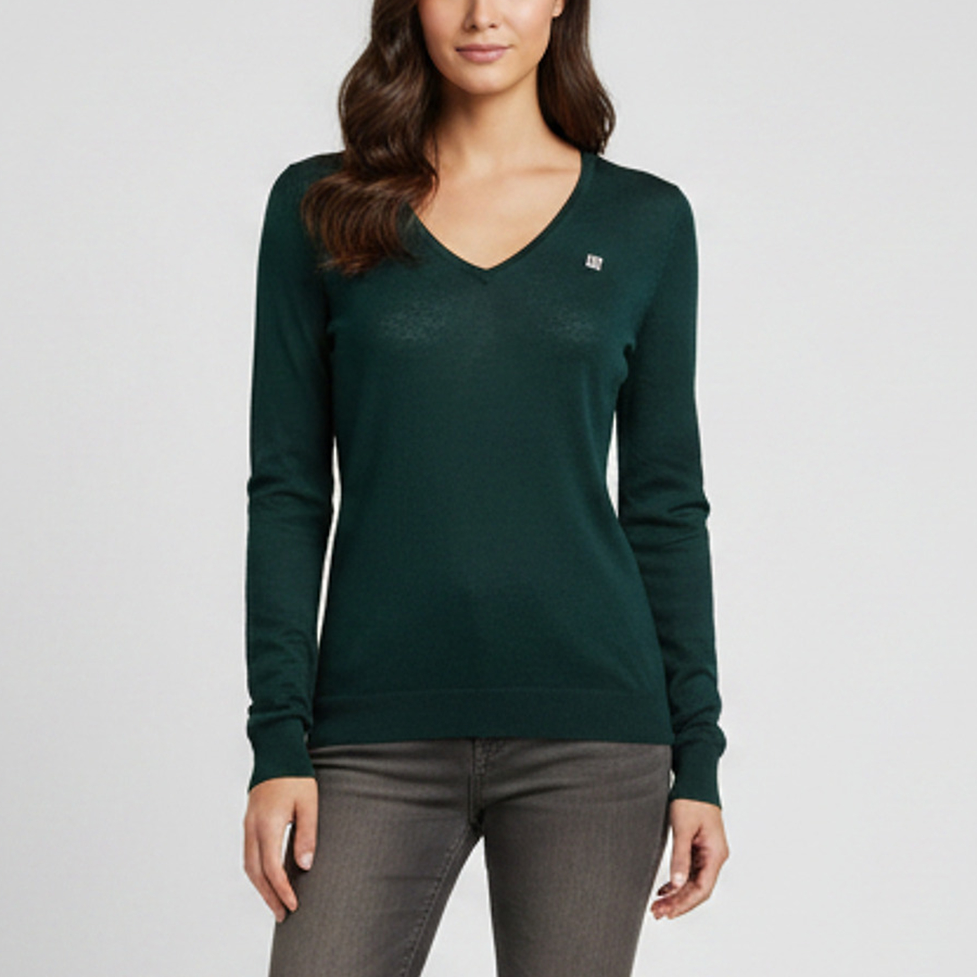 CH Carolina Herrera Green Logo Embroidered Wool Knit Pullover XS