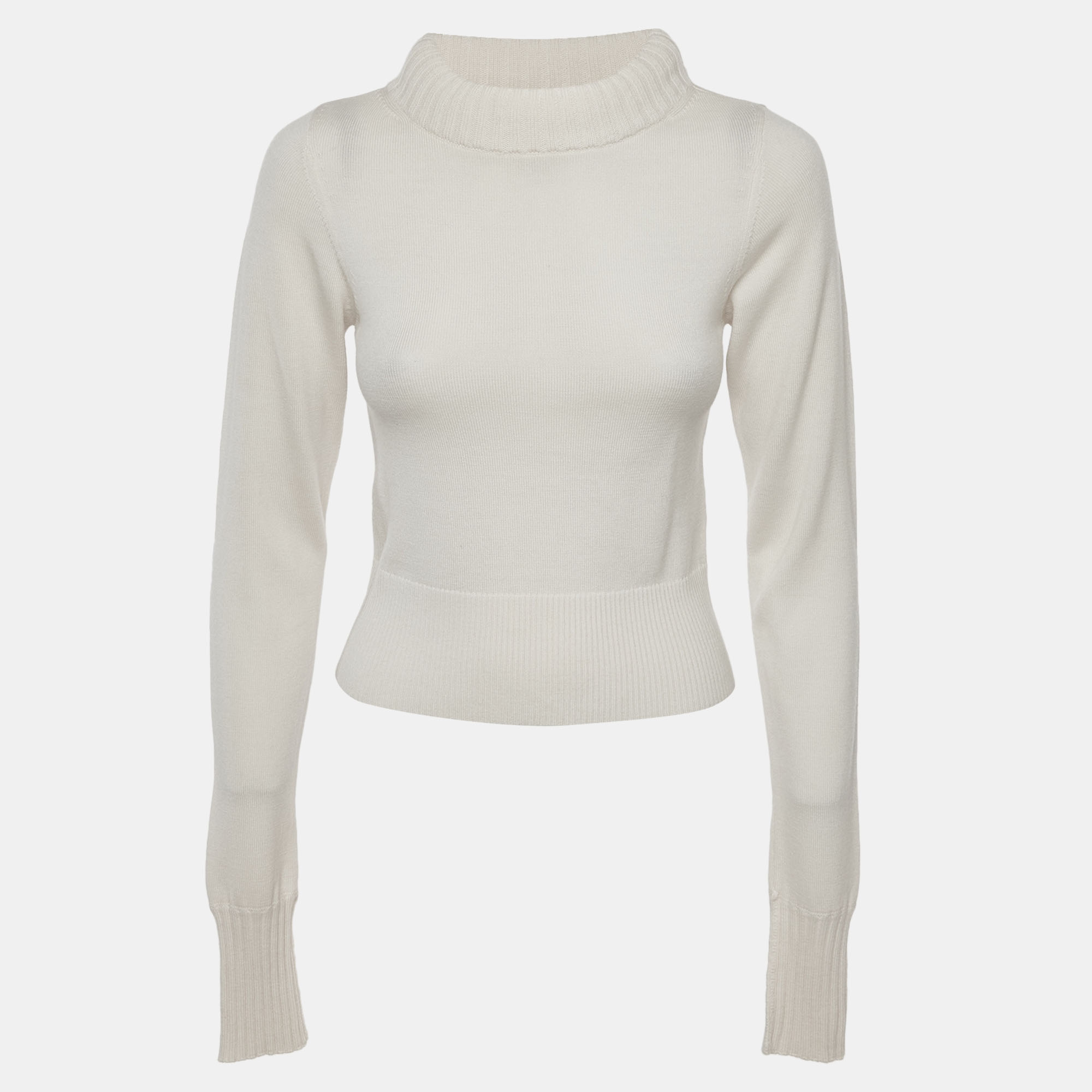 Alice + Olivia Cream Wool Turtle Neck Jumper M