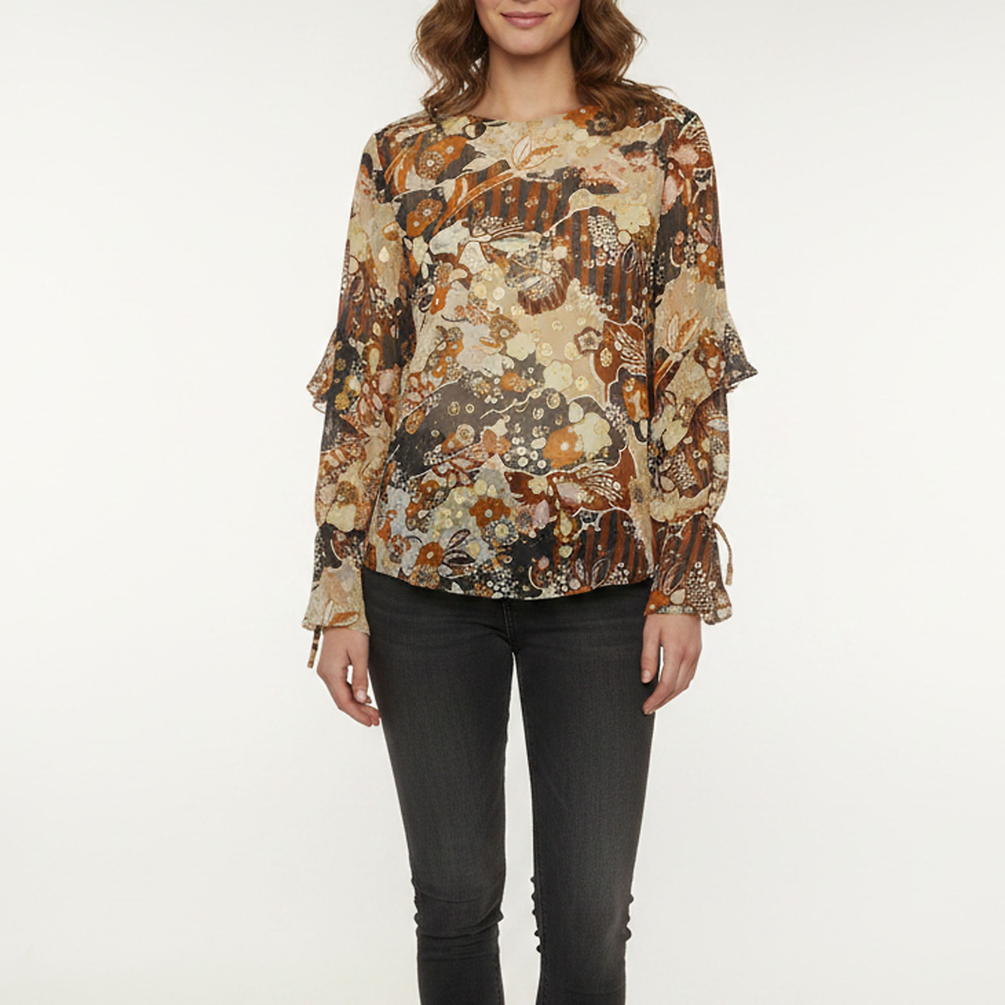 Chlo&eacute; Multicolor Metallic Deco Cloud Print Silk Chiffon Blouse S Chloe