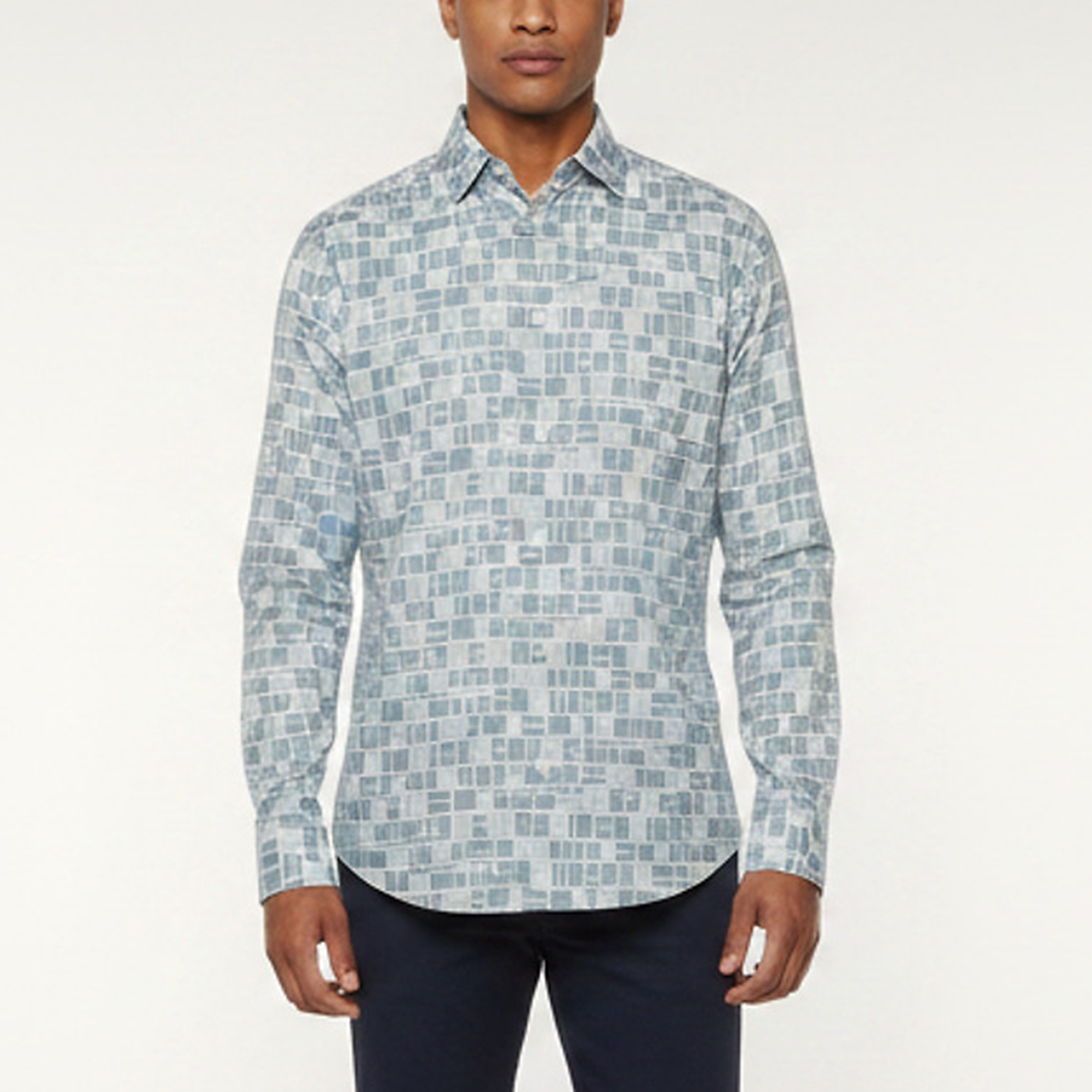 Hermes Blue Mosaic Equestre Print Cotton Long Sleeve Shirt M