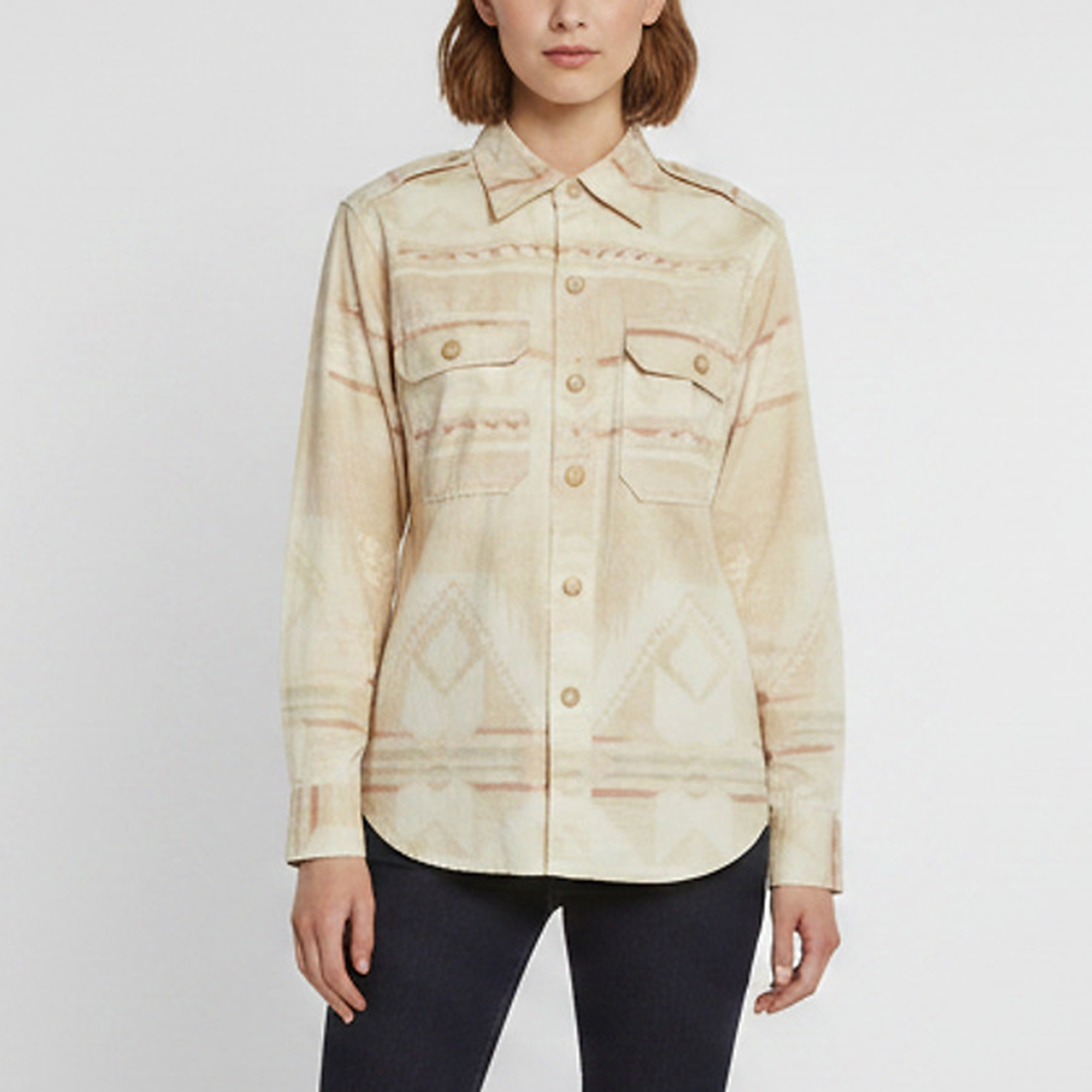 Polo Ralph Lauren Beige Printed Gabardine Utility Shirt M