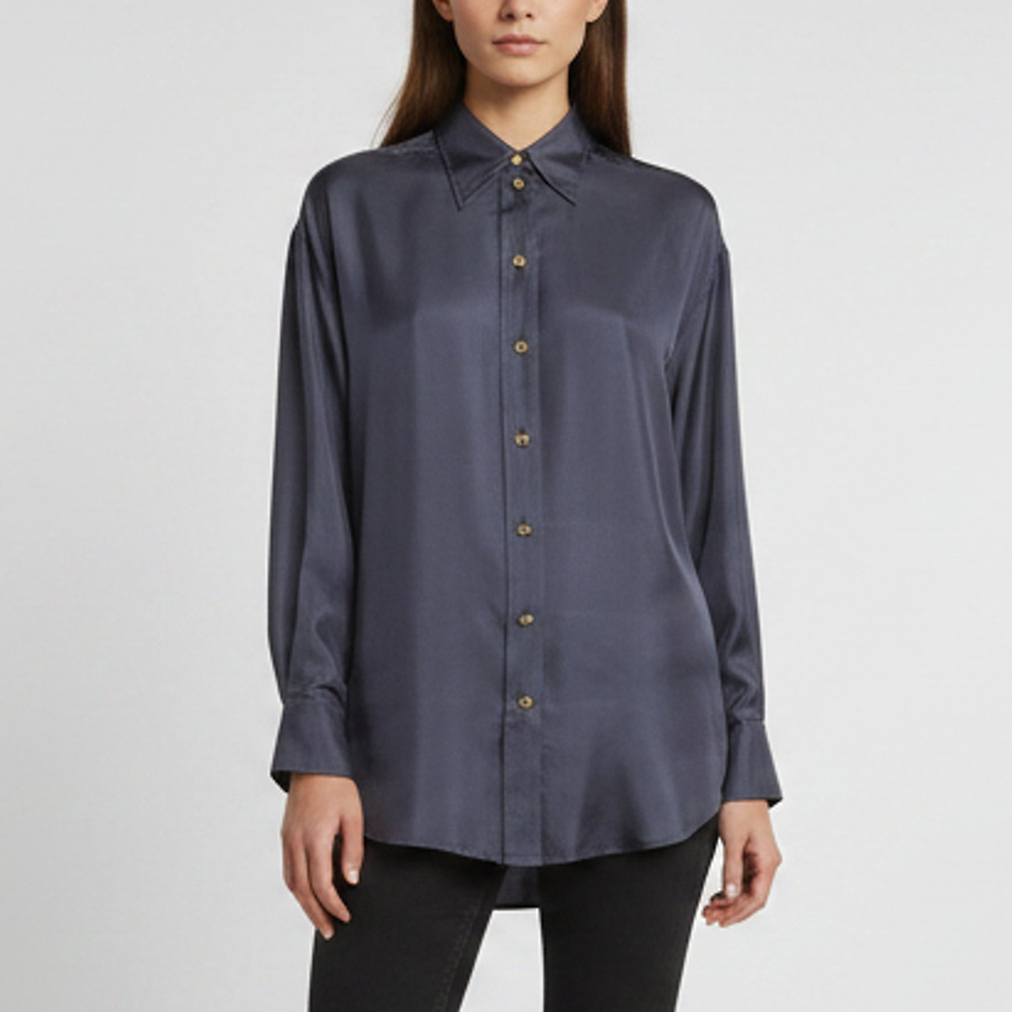 Zimmermann Grey Silk Relaxed Lyrical Shirt M
