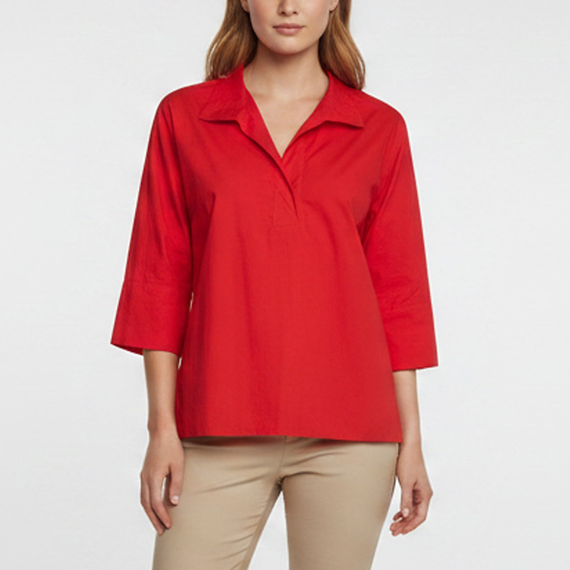 CH Carolina Herrera Red Cotton Oversized Blouse S