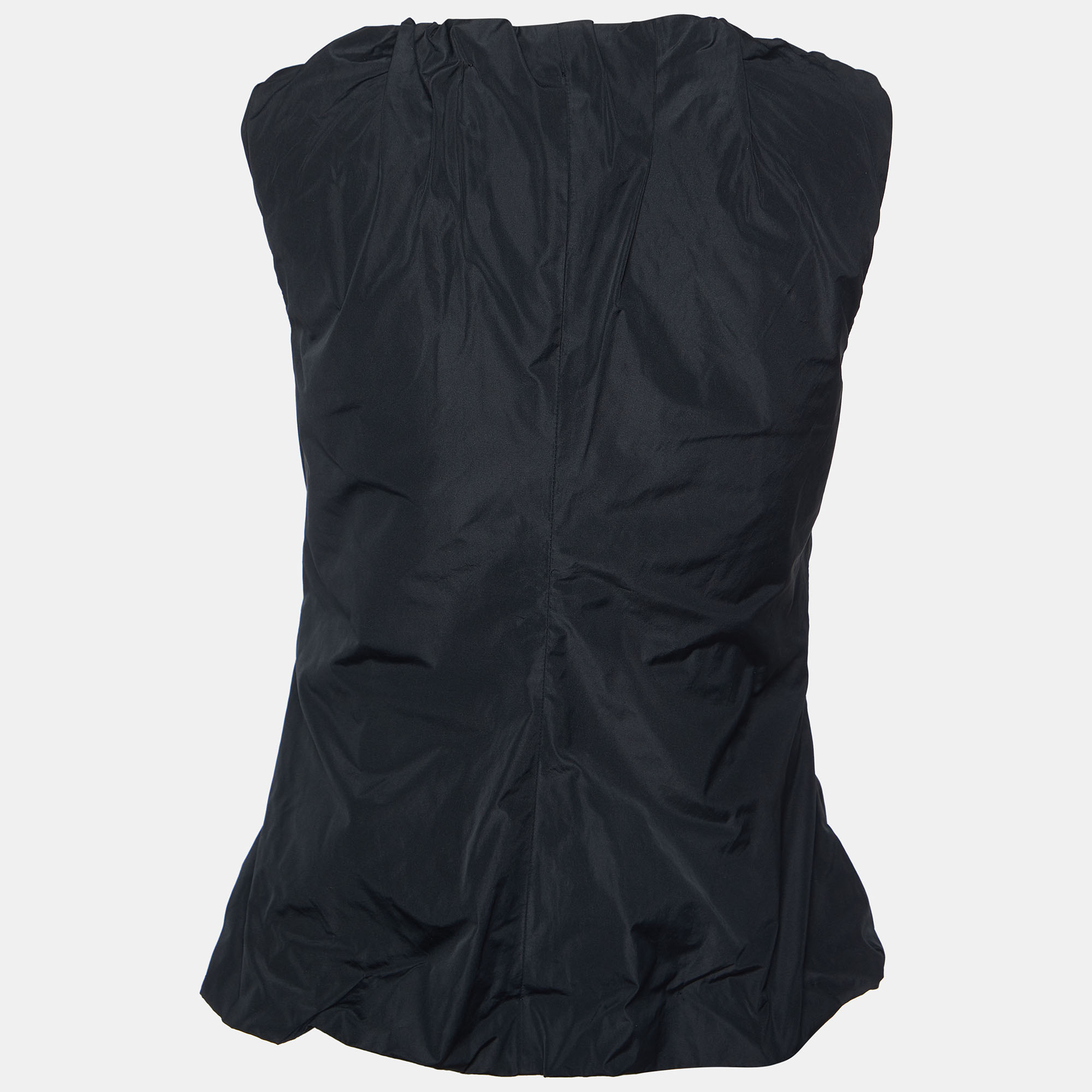 D&G Black Faille Ruched Zipper Detail Sleeveless Top M