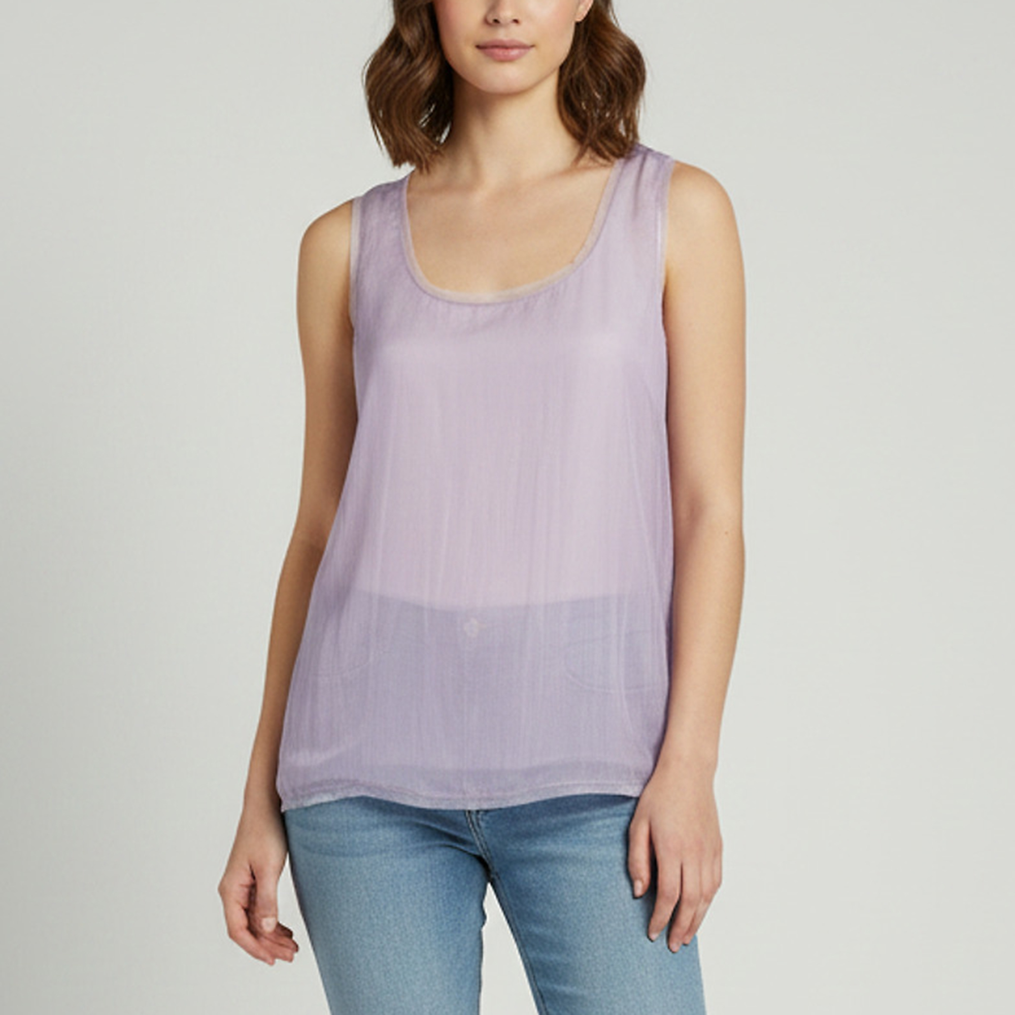 Burberry Prorsum Purple Semi Sheer Tulle Overlay Silk Tank Top S