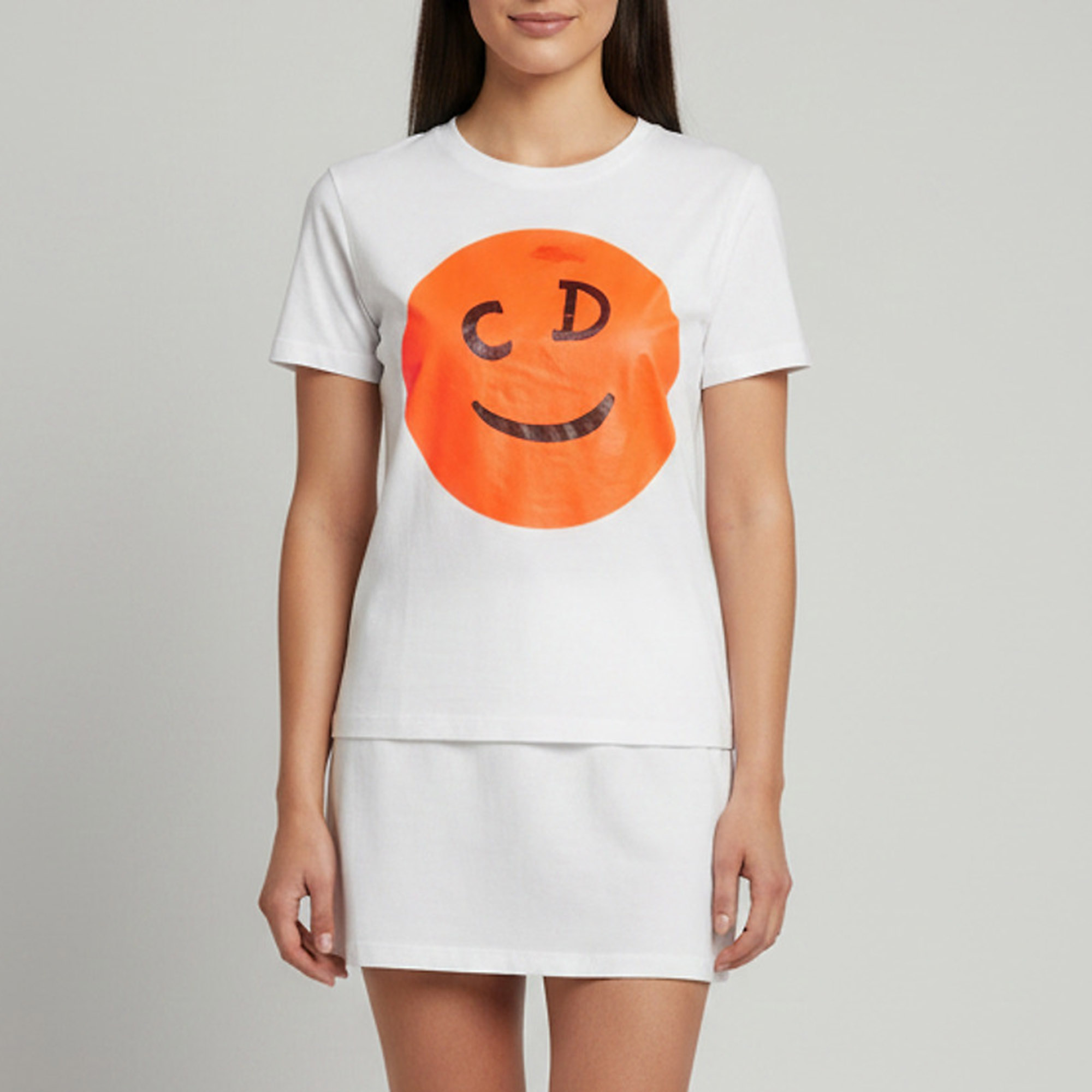 Christian Dior White Printed Jersey Short Sleeve Top L